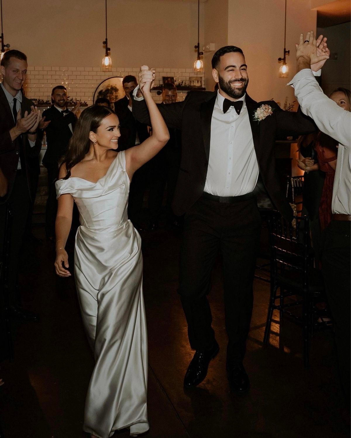 Lamia | Minimalist Off the Shoulder Satin Corset Wedding Dress