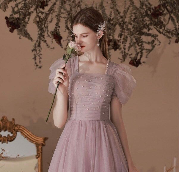 Purple Fairy A-line Wedding Bridal Dress Boho Lolita Princess Style Prom Party Gown Bridesmaid Dress