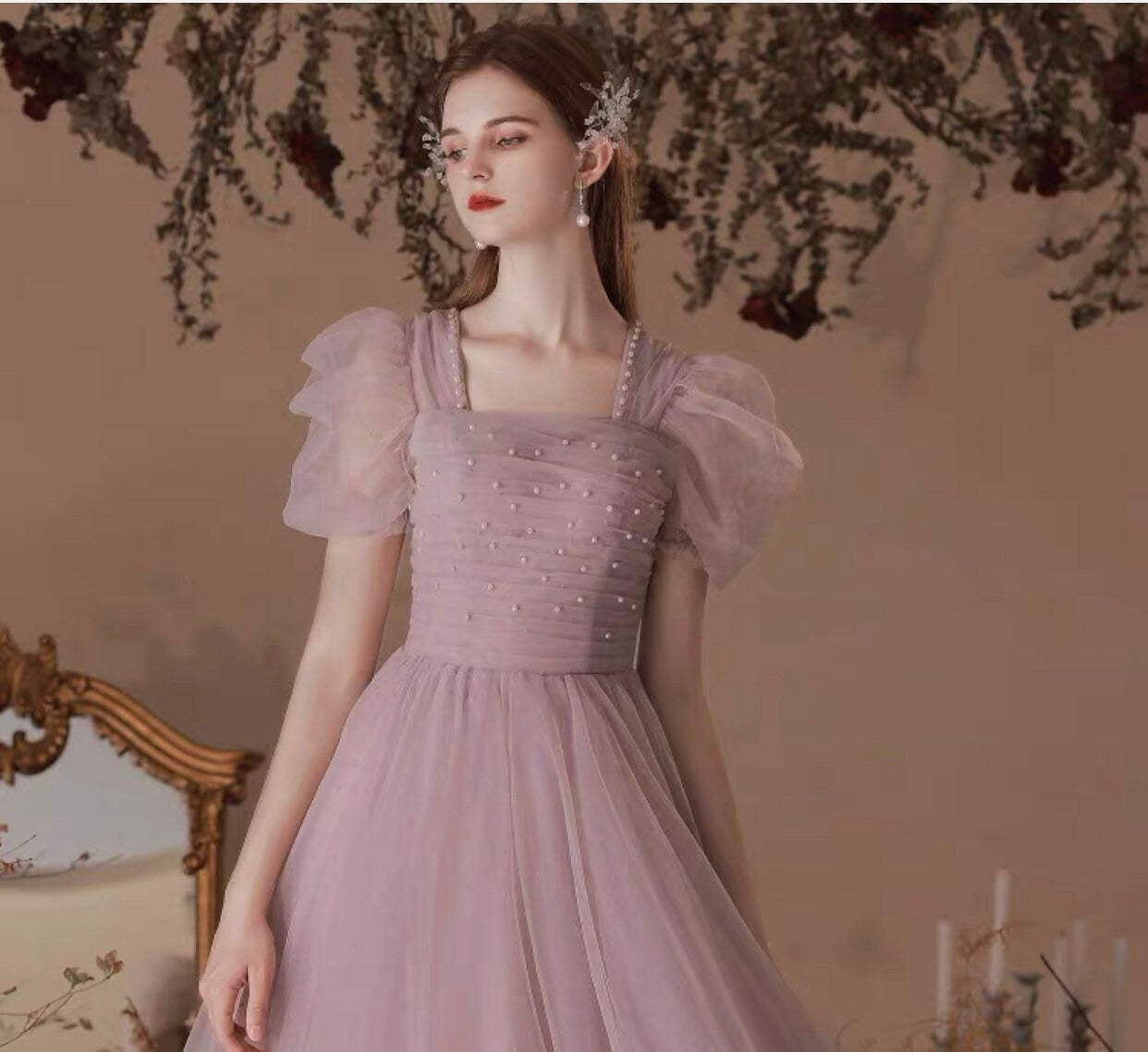 Purple Fairy A-line Wedding Bridal Dress Boho Lolita Princess Style Prom Party Gown Bridesmaid Dress