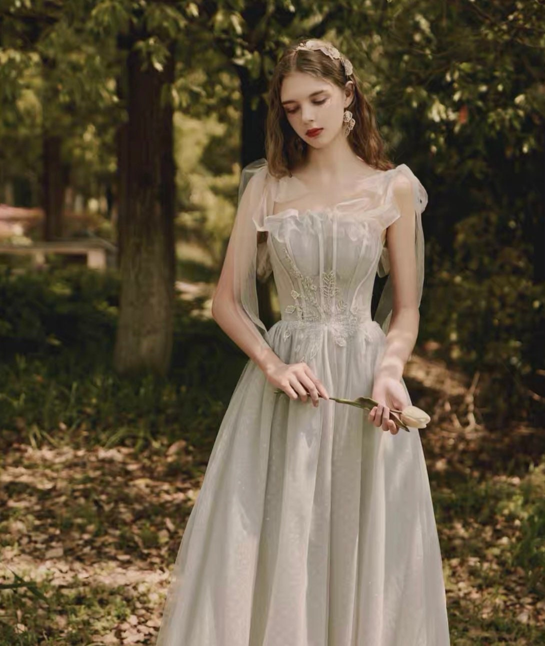 Off the Shoulder Fairy A-line Wedding Bridal Dress Boho Lolita Princess Style Prom Party Gown Bridesmaid Dress