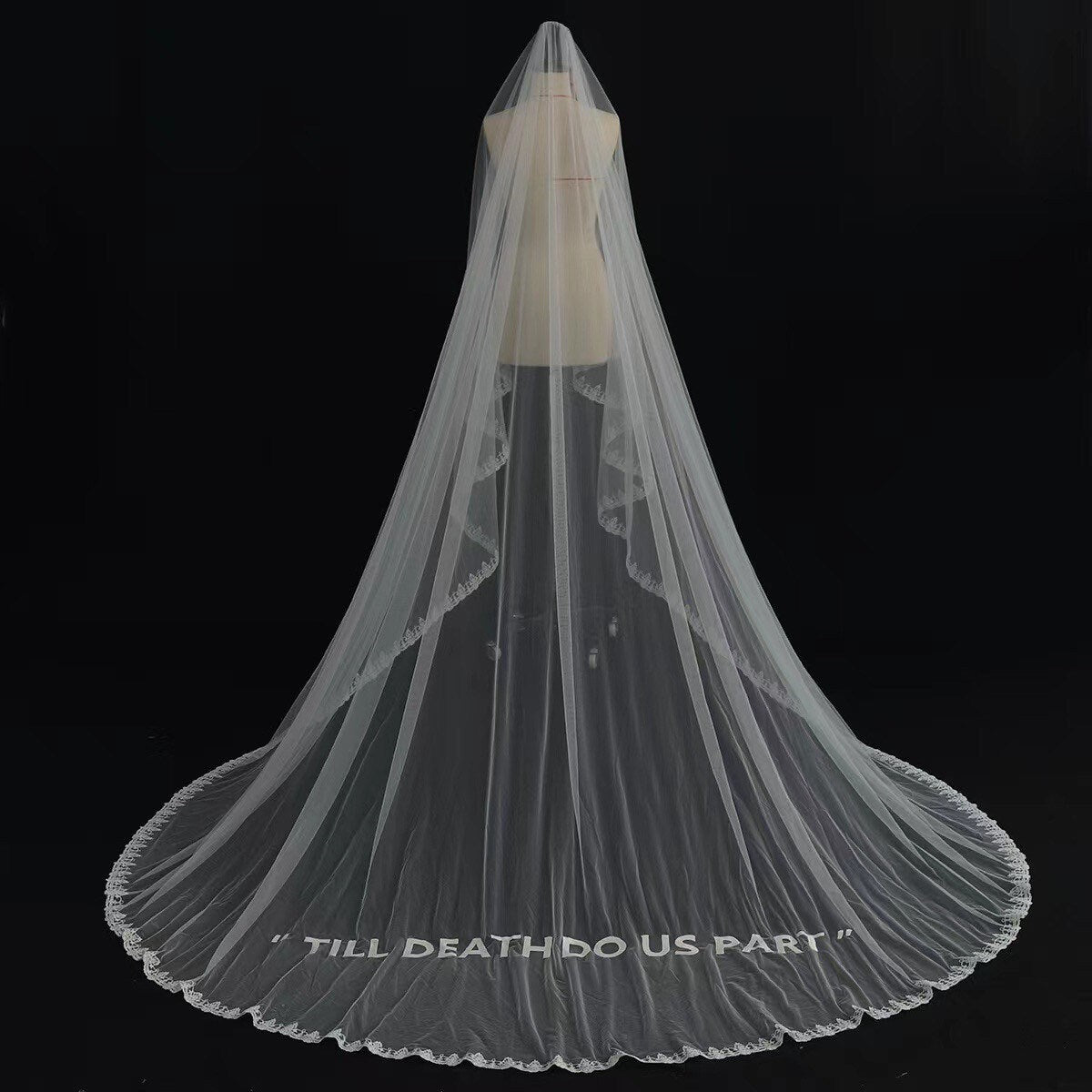 Custom Personalized Wedding Bridal Veil with Handmade flowers, phrases, words, letters, initials. Wedding gift for brides.