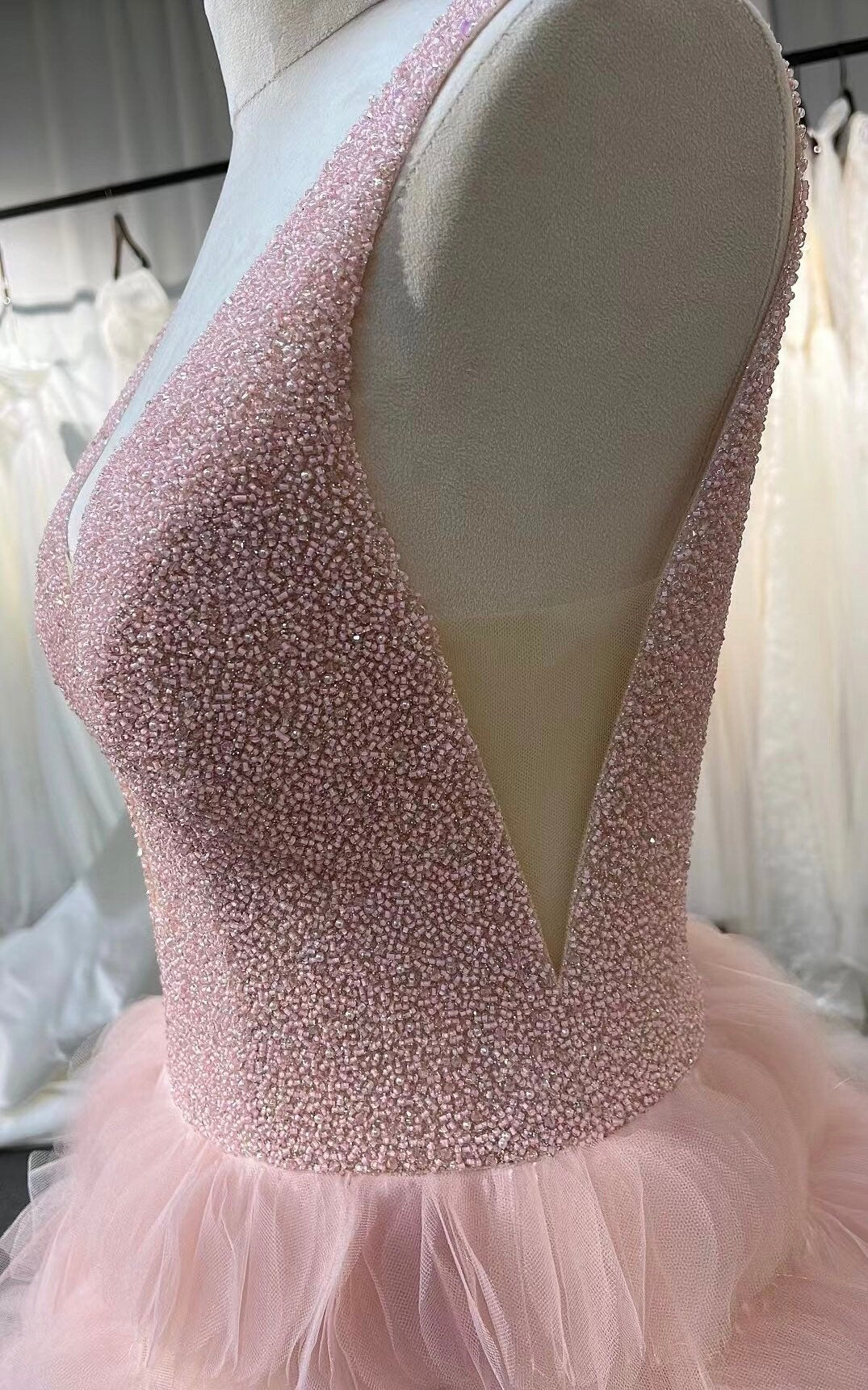 Pink Fairytale A-line Custom Wedding Bridal Dress Engagement Party Prom Ball Statement Gown Princess Classic Romantic