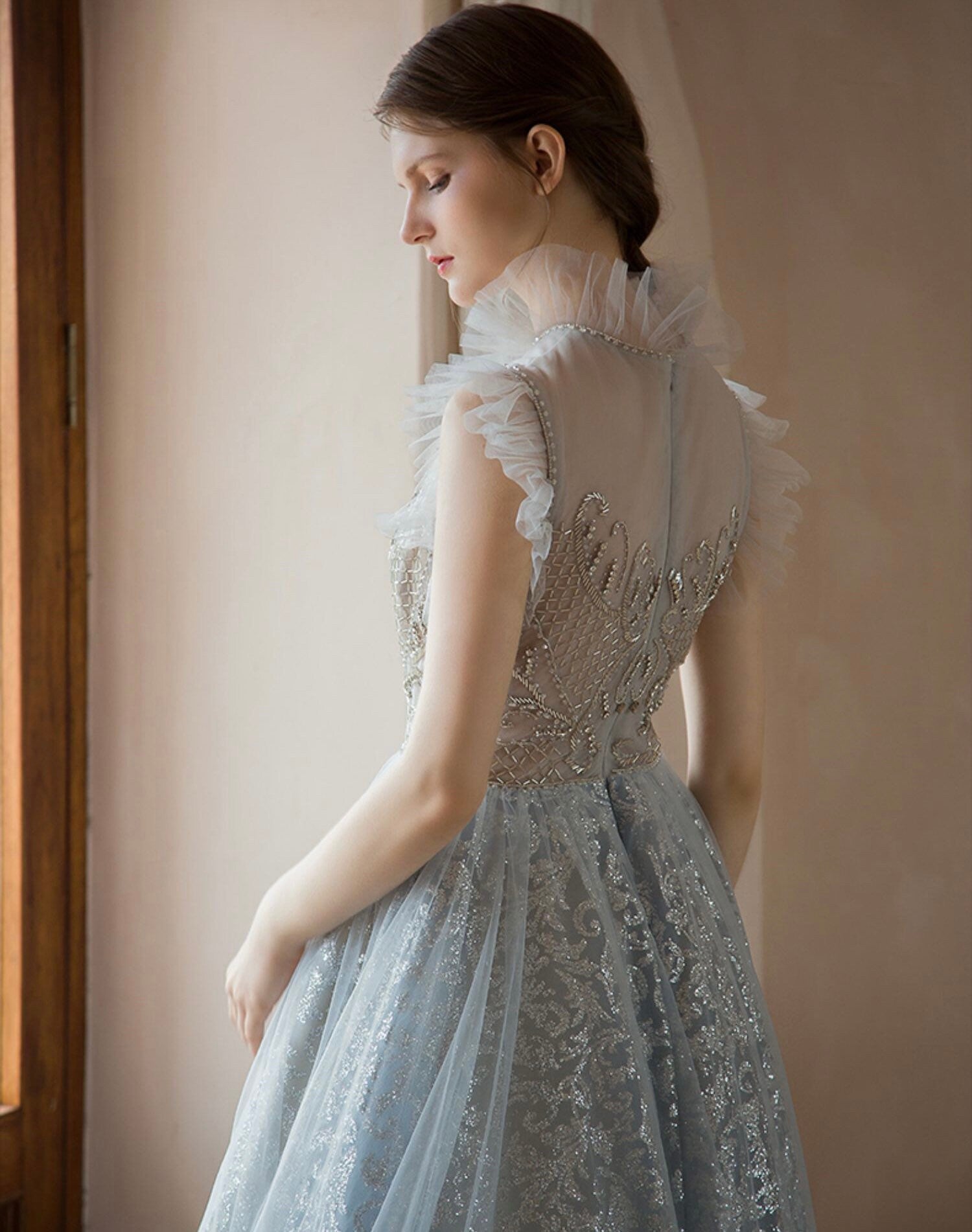 Blue Tulle Wedding Dress, Fairy A-line Prom Party Ball Gown, Bridal Bridesmaid Event Dress, Romantic Boho Lolita Princess Sweetheart