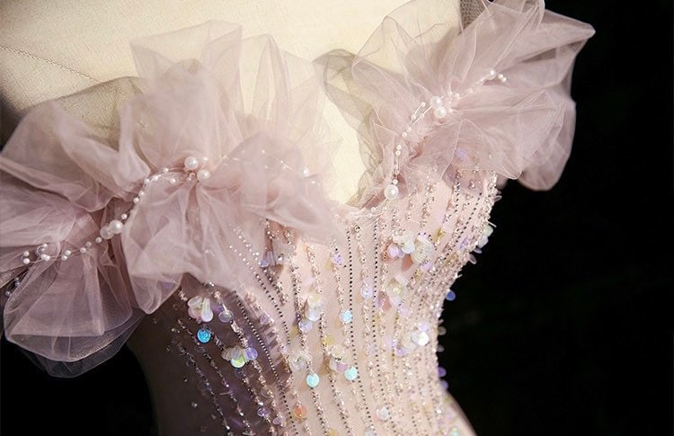 Off the Shoulder Pink Fairy A-line Tulle Prom Party Gown, Wedding Bridal Dress, Bridesmaid Dress, Customizable Ballgown for Special Occasion