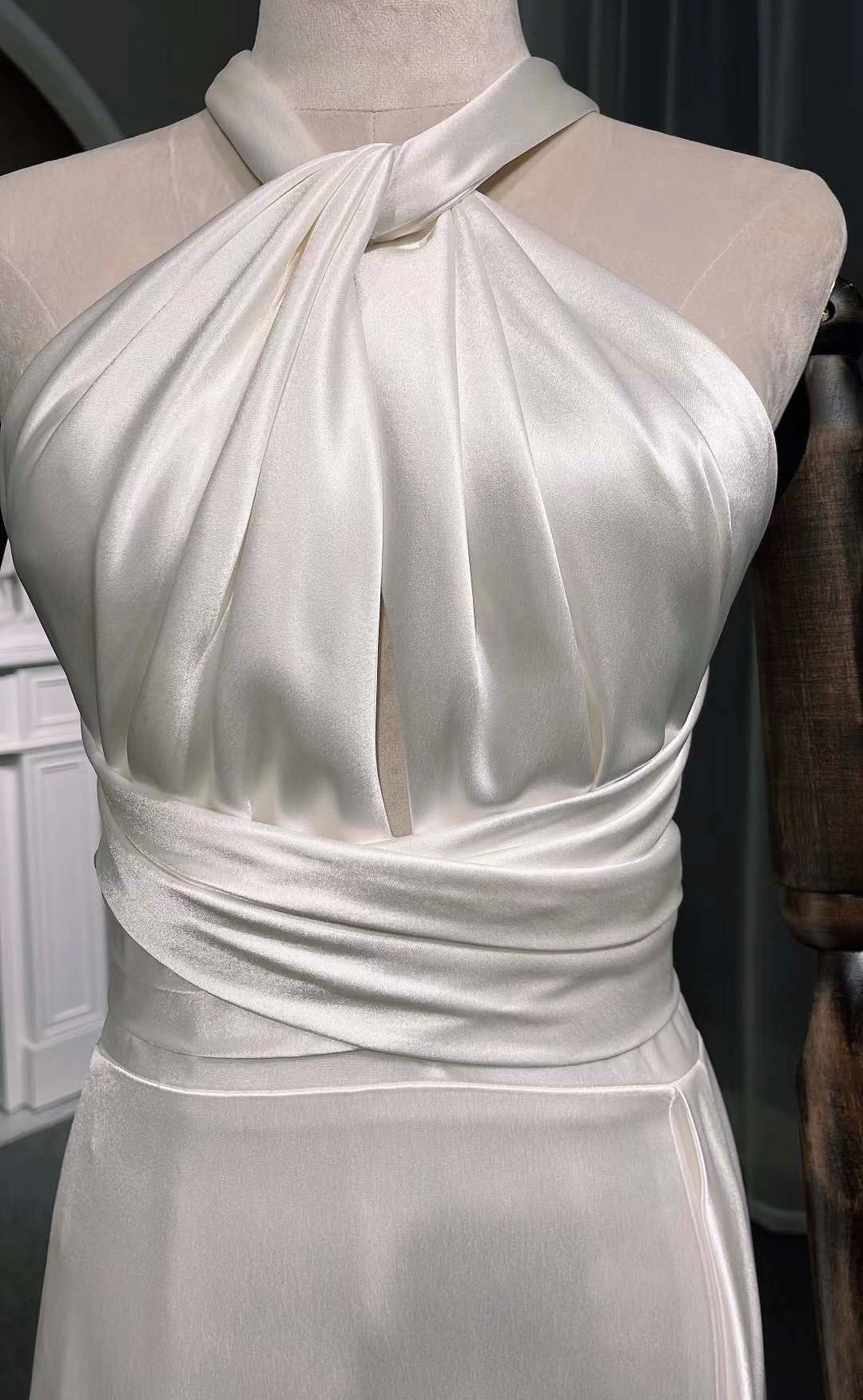 Custom Unique Satin Mermaid Wedding Prom Dress with Slit, Minimalist Simple Elegant Reception Dress, After Party Gown