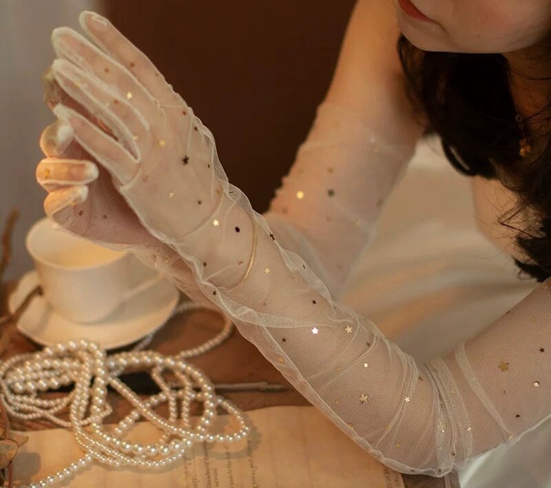 Starring Wedding Bridal Gloves. Unique Wedding gift for brides.