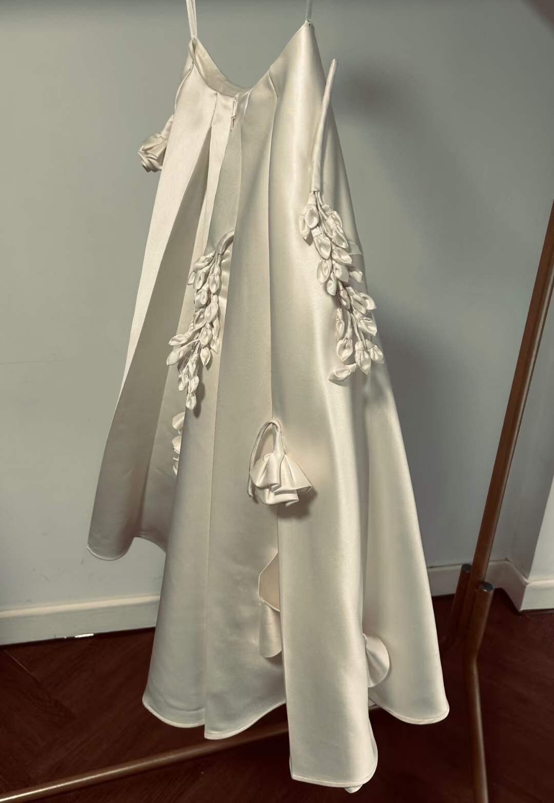 White Wedding Bridal Skirt with 3D flowers. Unique gift for her.