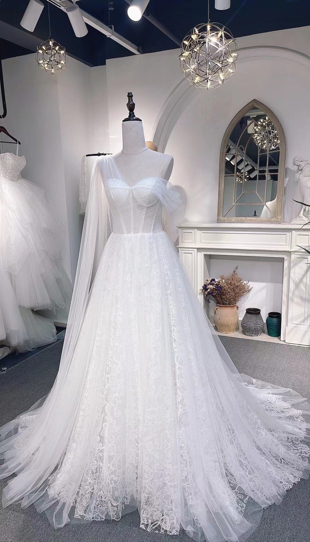 fairy corset wedding dresses One shoulder Fairy Corset Wedding Bridal Dress, Ivory Custom Simple El