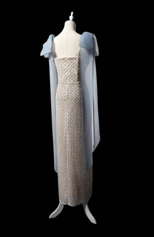 Unique Beaded Mermaid Wedding Bridal Dress, reception elopement dress for courthouse wedding, Sexy Elegant Prom Party Gown