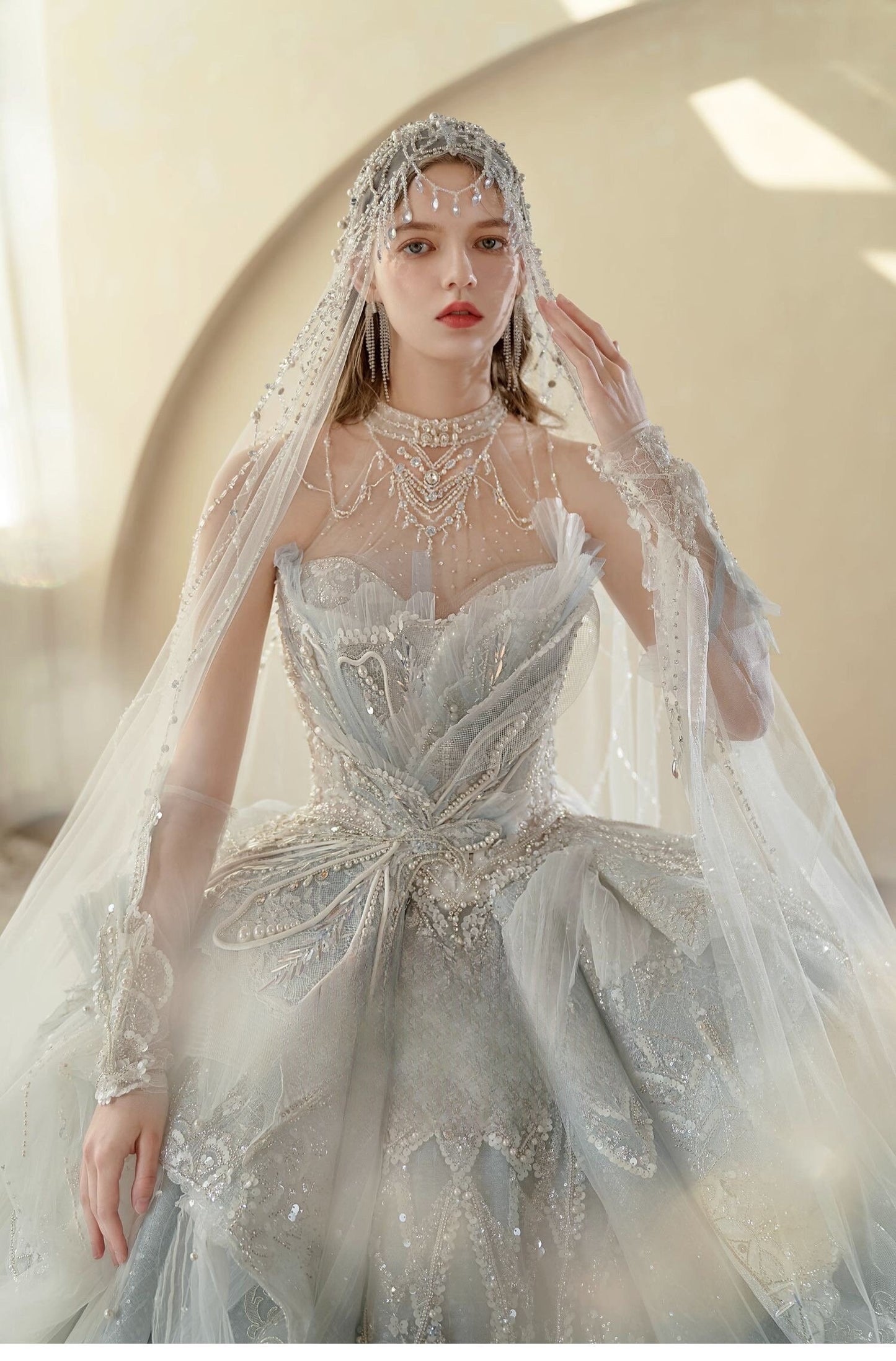 Fairy Unique A-line Luxury Bridal Wedding Dress, Custom Prom Party Ball Gown, Romantic Boho Lolita Princess Sweetheart