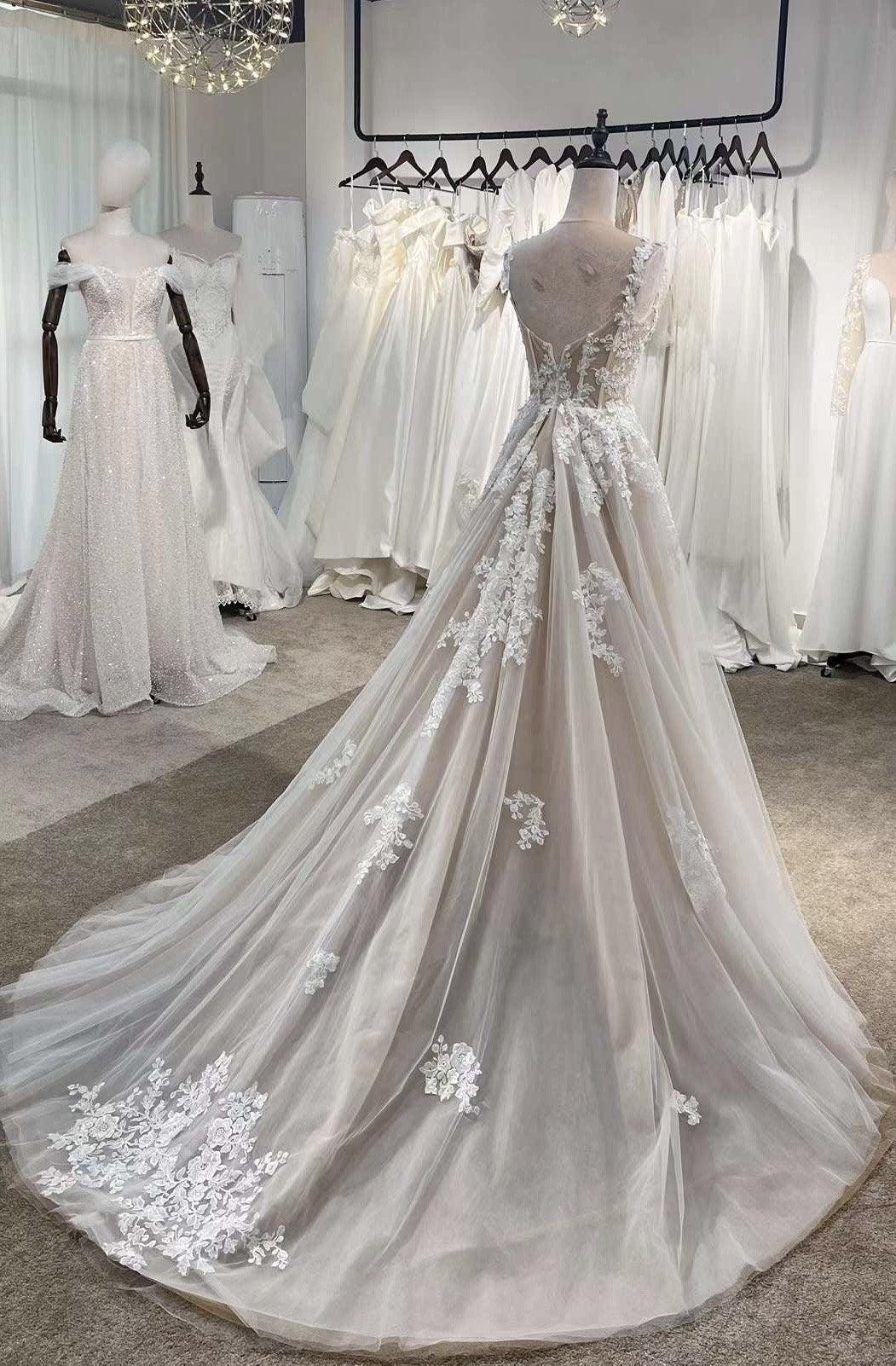 Fairy Floral Corset A-line Wedding Bridal Dress, Custom Lace Party Gow – Shindig Threads