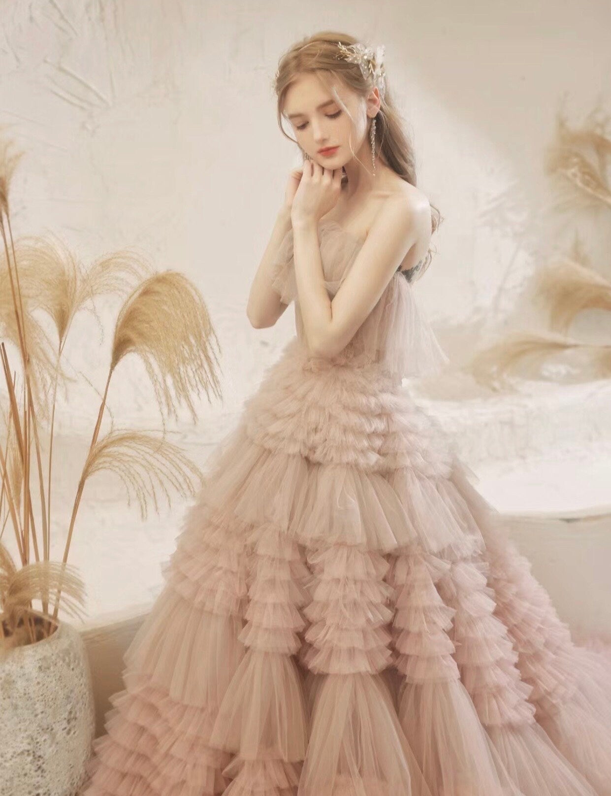 Fairy Tulle Unique Wedding Bridal Dress, Off the Shoulder Romantic Lolita Princess Prom Party Gown, Barbie Style Dress