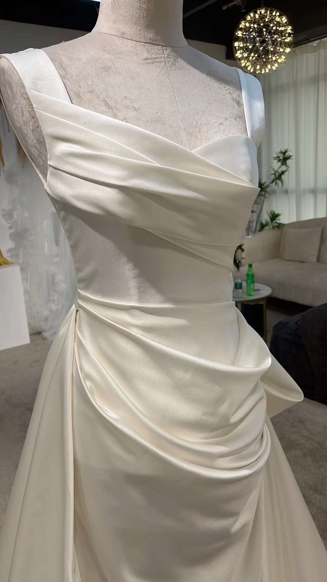 Minimalist Satin Mermaid Wedding Prom Dress, Custom Simple Elegant Reception Gown, Unique Elopement Dress for Courthouse Wedding