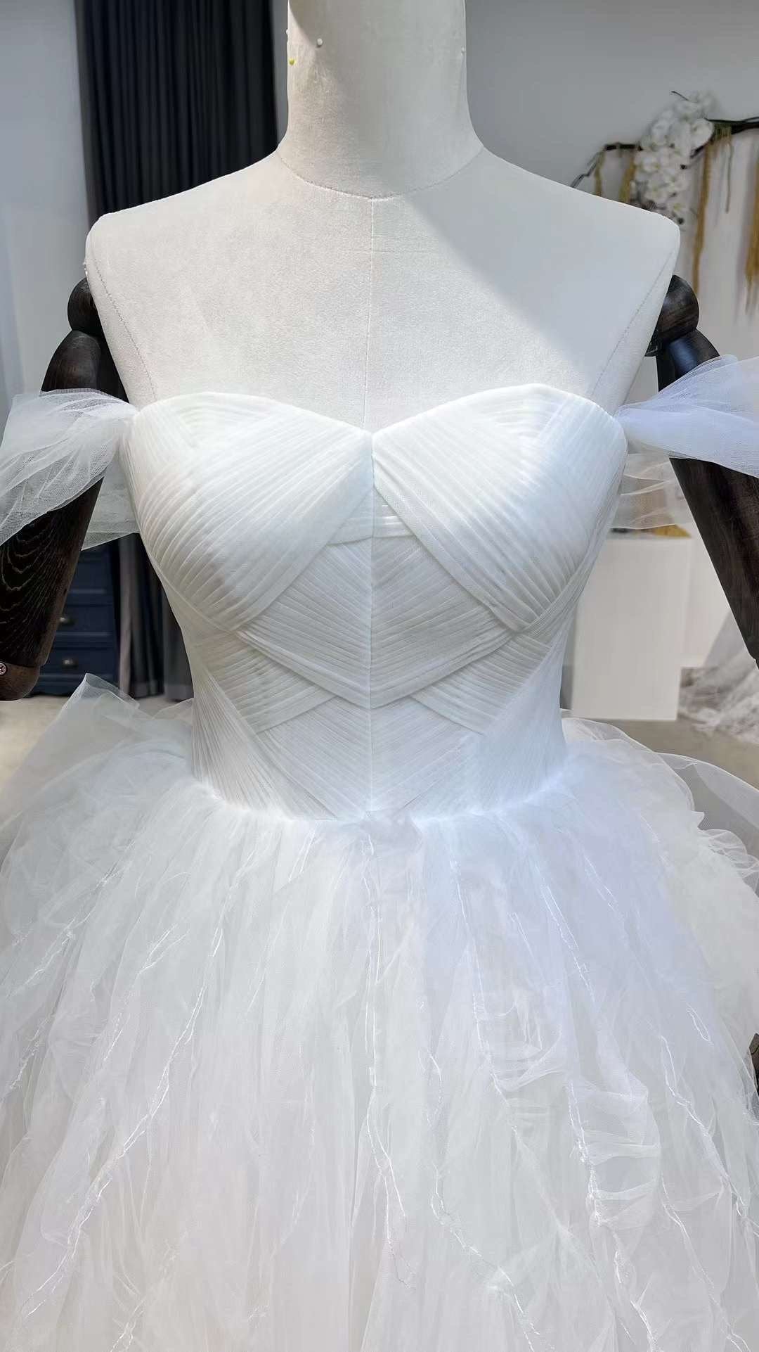 Off the Shoulder Fairy Corset Wedding Bridal Dress, Custom Elegant Prom Party Ball Gown, Boho Princess Classic Romantic