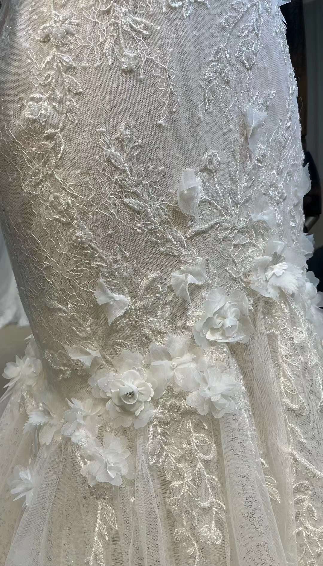 Off Shoulder Fairy Corset Mermaid Wedding Dress, Custom Elegant Floral Lace Gown, Unique Reception Elopement Dress for Courthouse Wedding