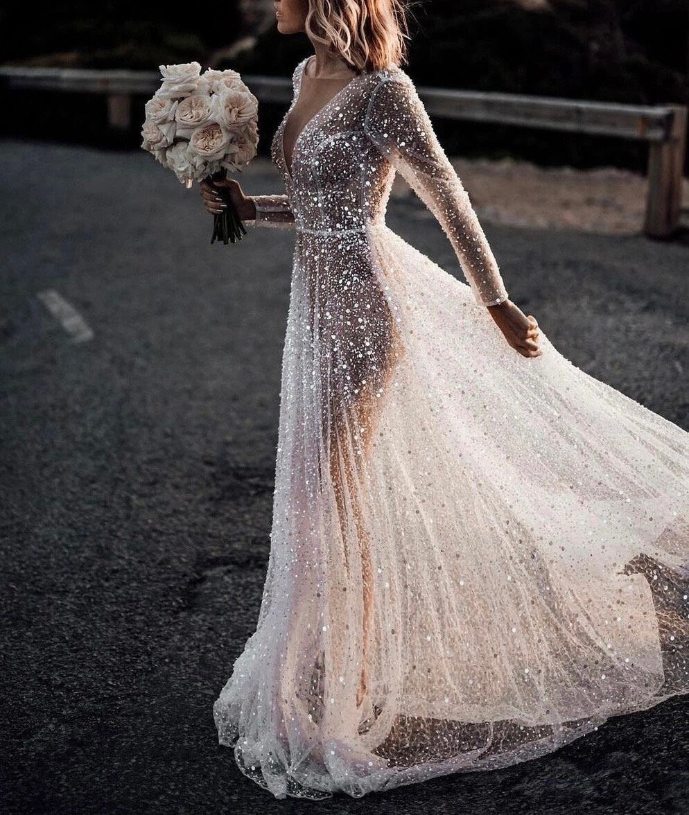 sequin second wedding dress Glitter Second Wedding Dress