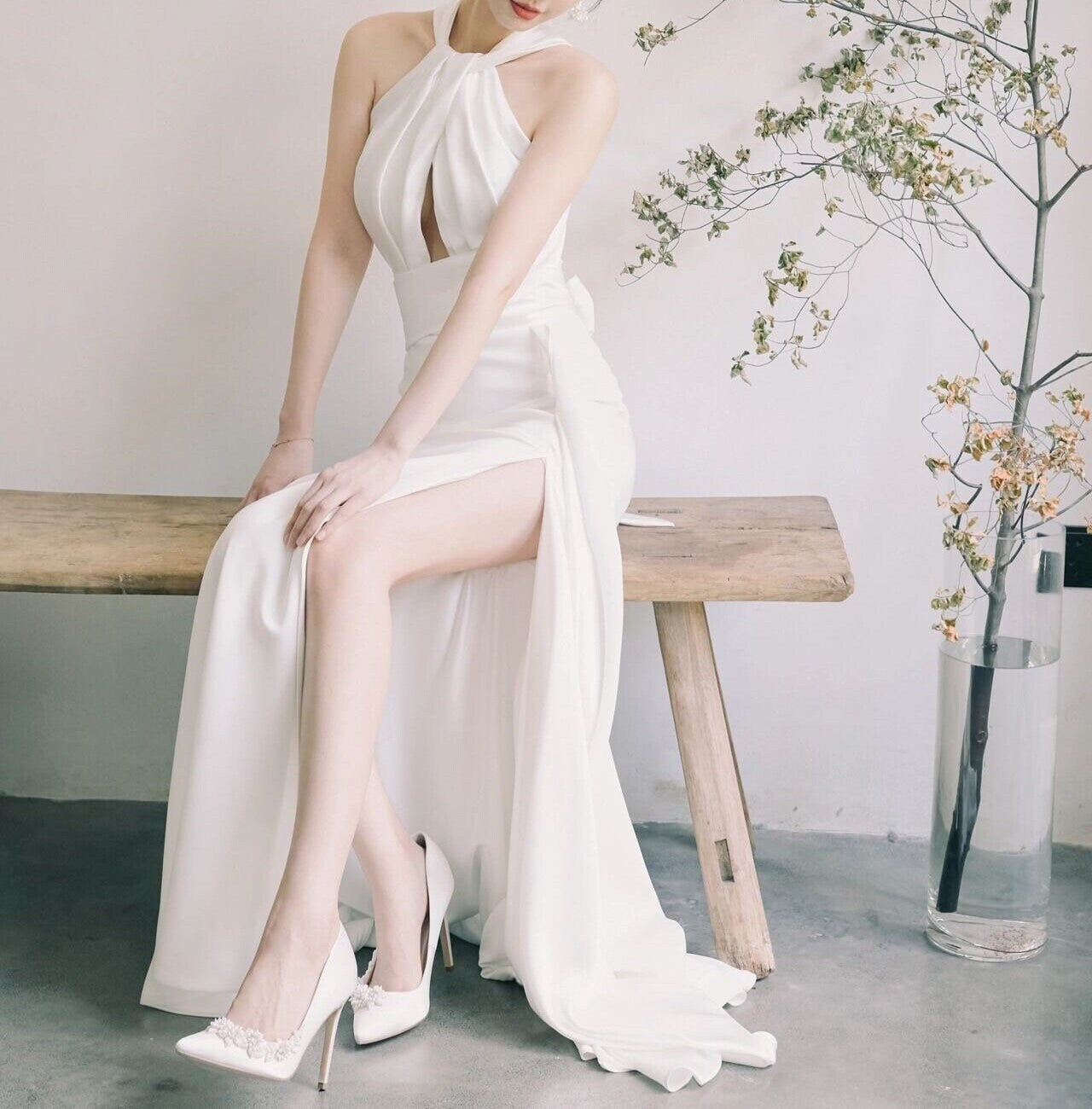 Custom Unique Satin Mermaid Wedding Prom Dress with Slit, Minimalist Simple Elegant Reception Dress, After Party Gown