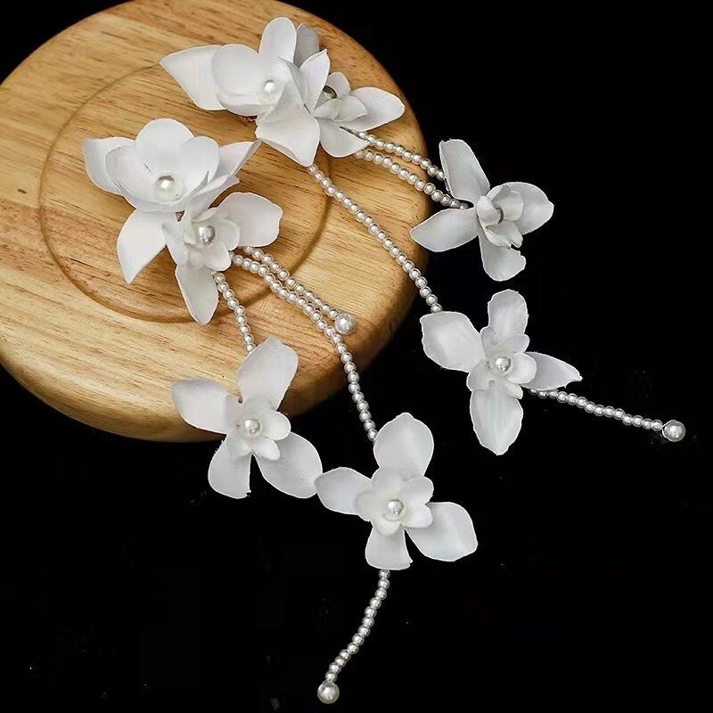 Floral bridal earrings, Fairy style 3D flower accessories for wedding or party. Gift for bride.