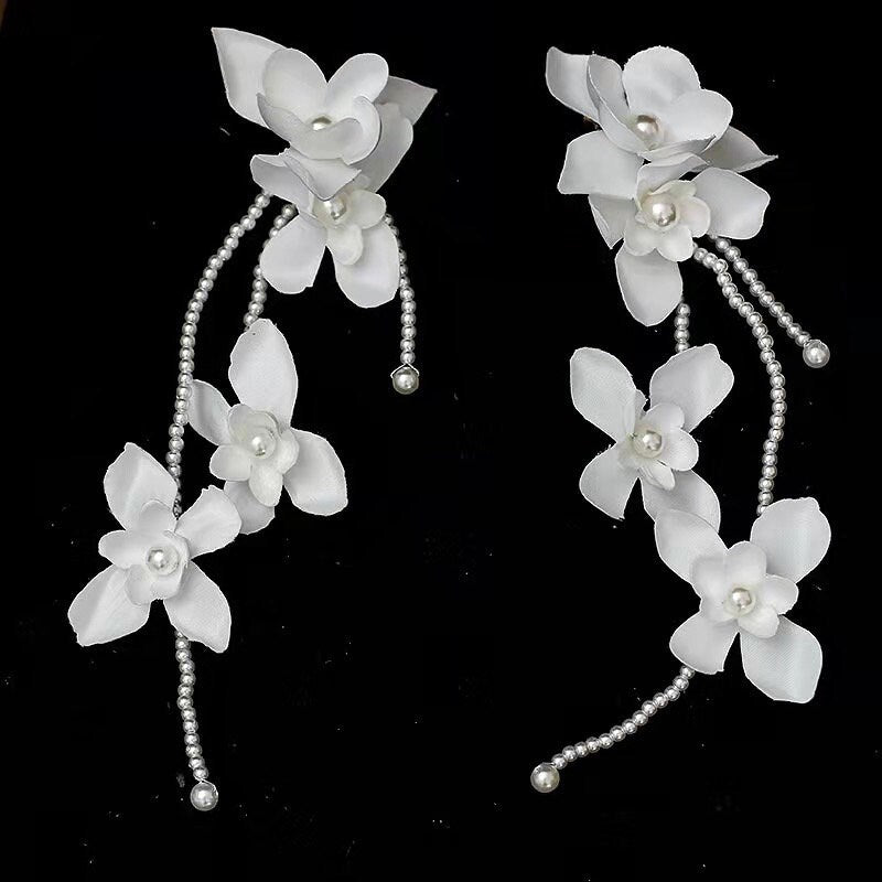 Floral bridal earrings, Fairy style 3D flower accessories for wedding or party. Gift for bride.