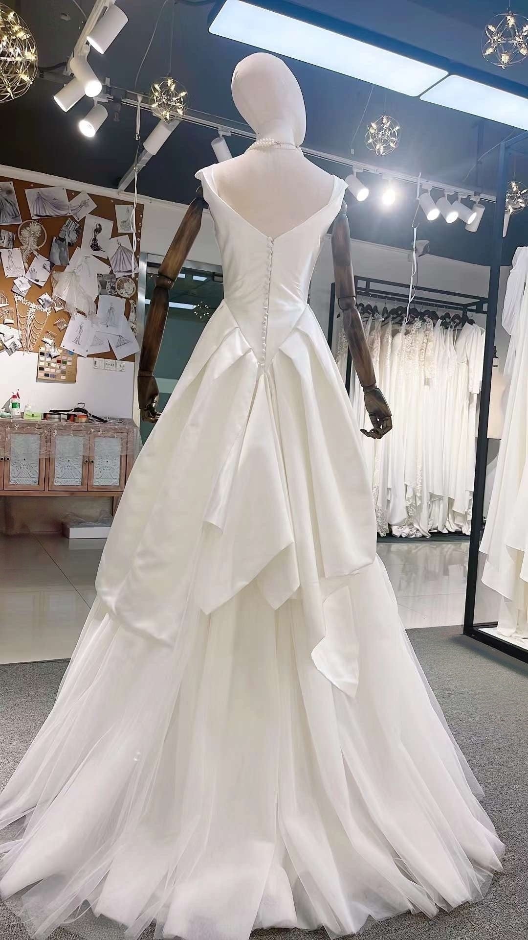 Minimalist Simple Satin Wedding Prom Dress with Detachable Skirt, 2 in Shindig Threads Minimalist Simple Satin Wedding Prom Dress with Detachable Skirt, 2 in Shindig Threads