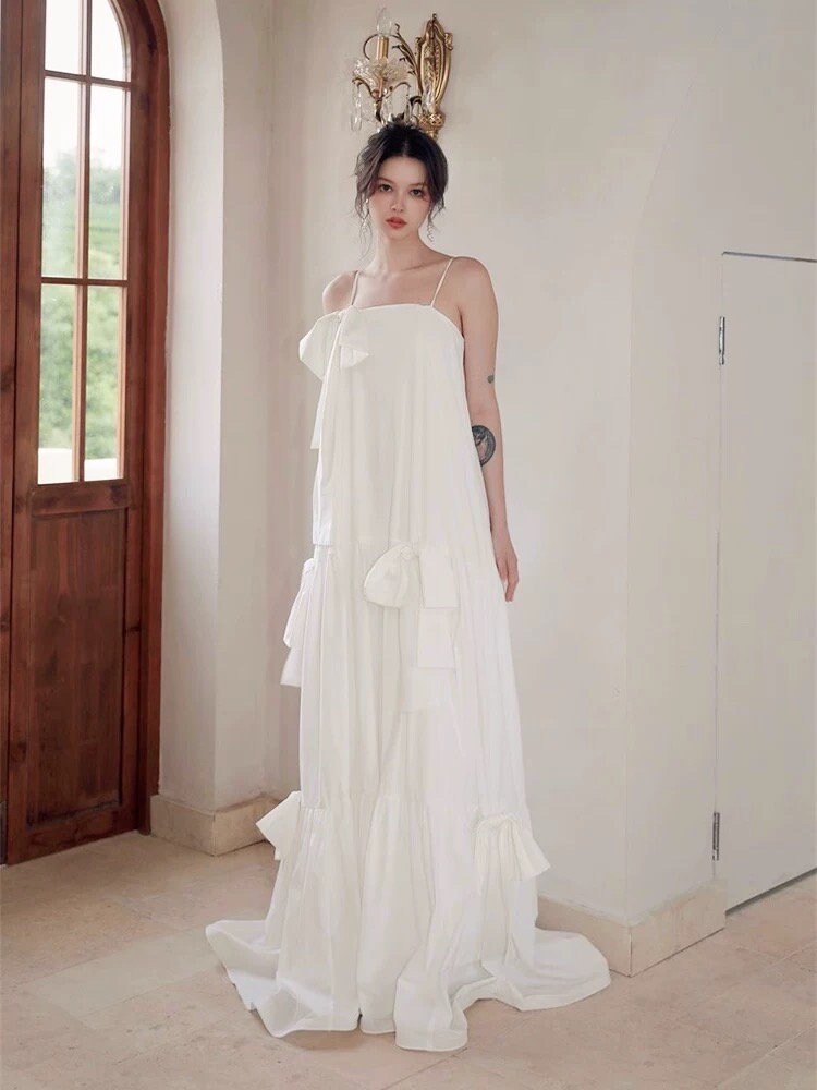 Minimalist simple satin wedding prom dress, custom unique courthouse civil wedding gown, casual romantic reception elopement dress for bride