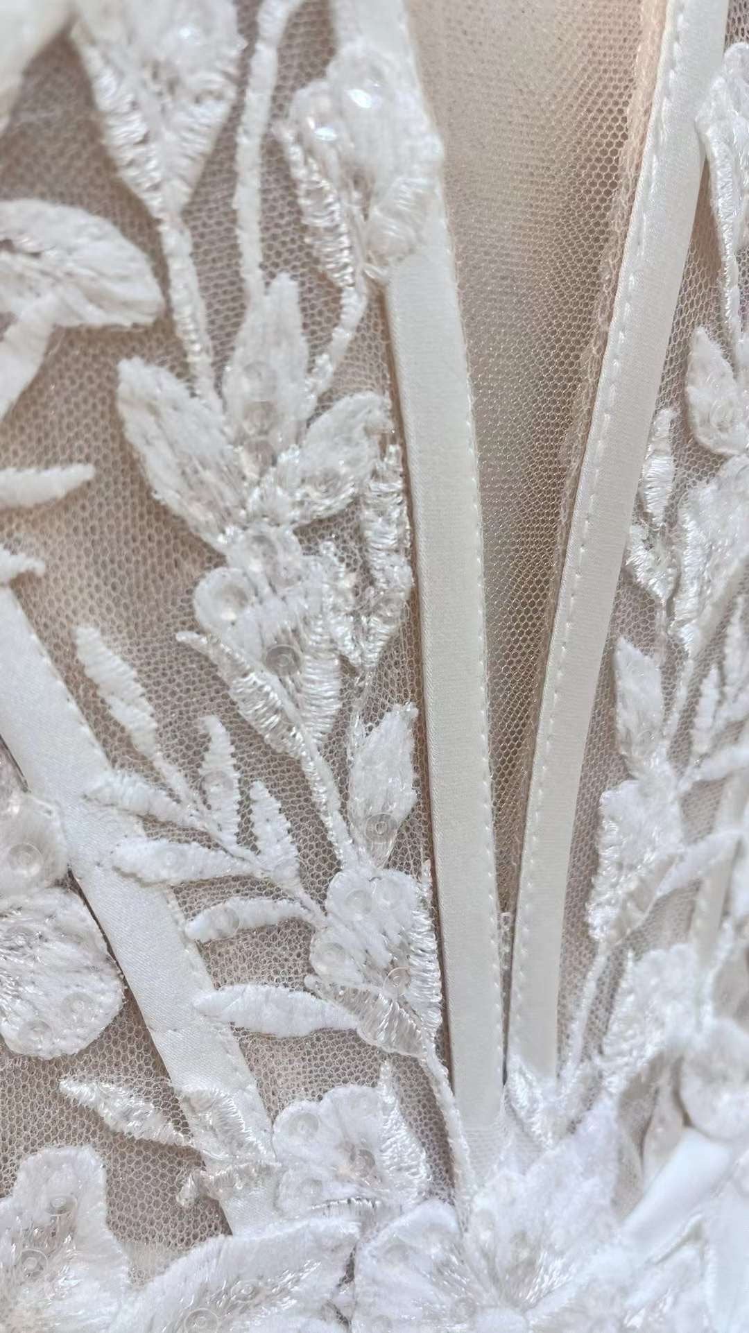 Off Shoulder Fairy Corset Mermaid Wedding Dress, Custom Elegant Floral Lace Gown, Unique Reception Elopement Dress for Courthouse Wedding