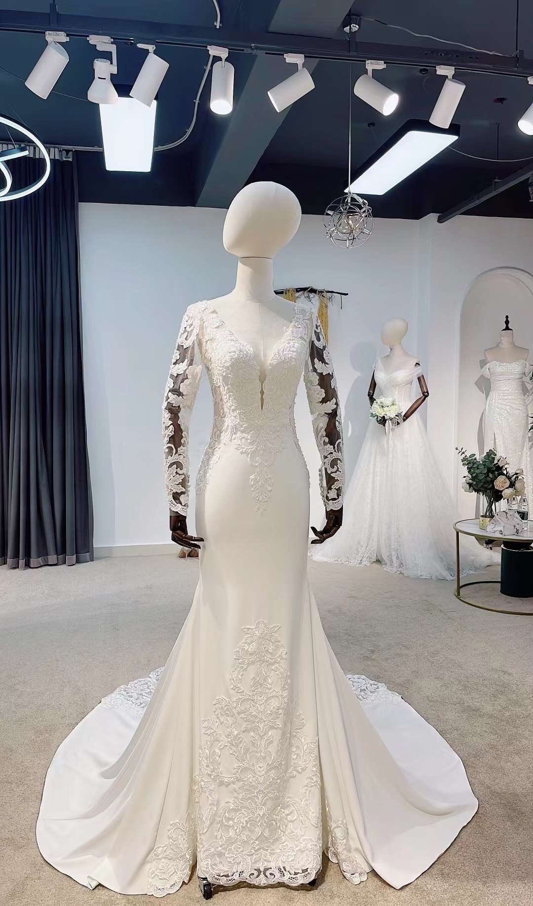 civil wedding dresses long sleeve Civil marriage dress | Beach long sleeve wedding dress