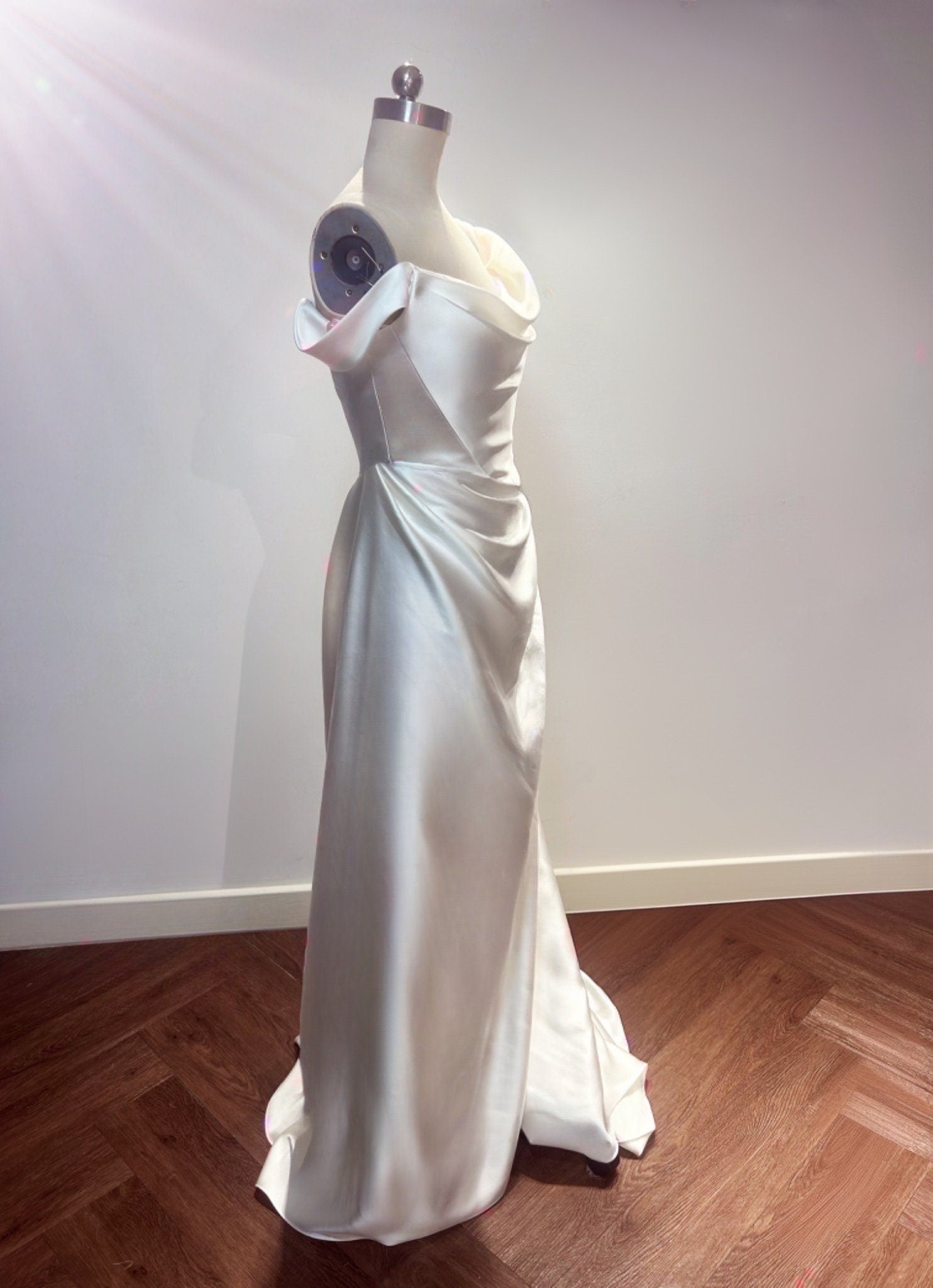 Amalie | Minimalist Satin Corset Wedding Bridal Dress, Custom Simple M Shindig Threads Amalie | Minimalist Satin Corset Wedding Bridal Dress, Custom Simple M Shindig Threads