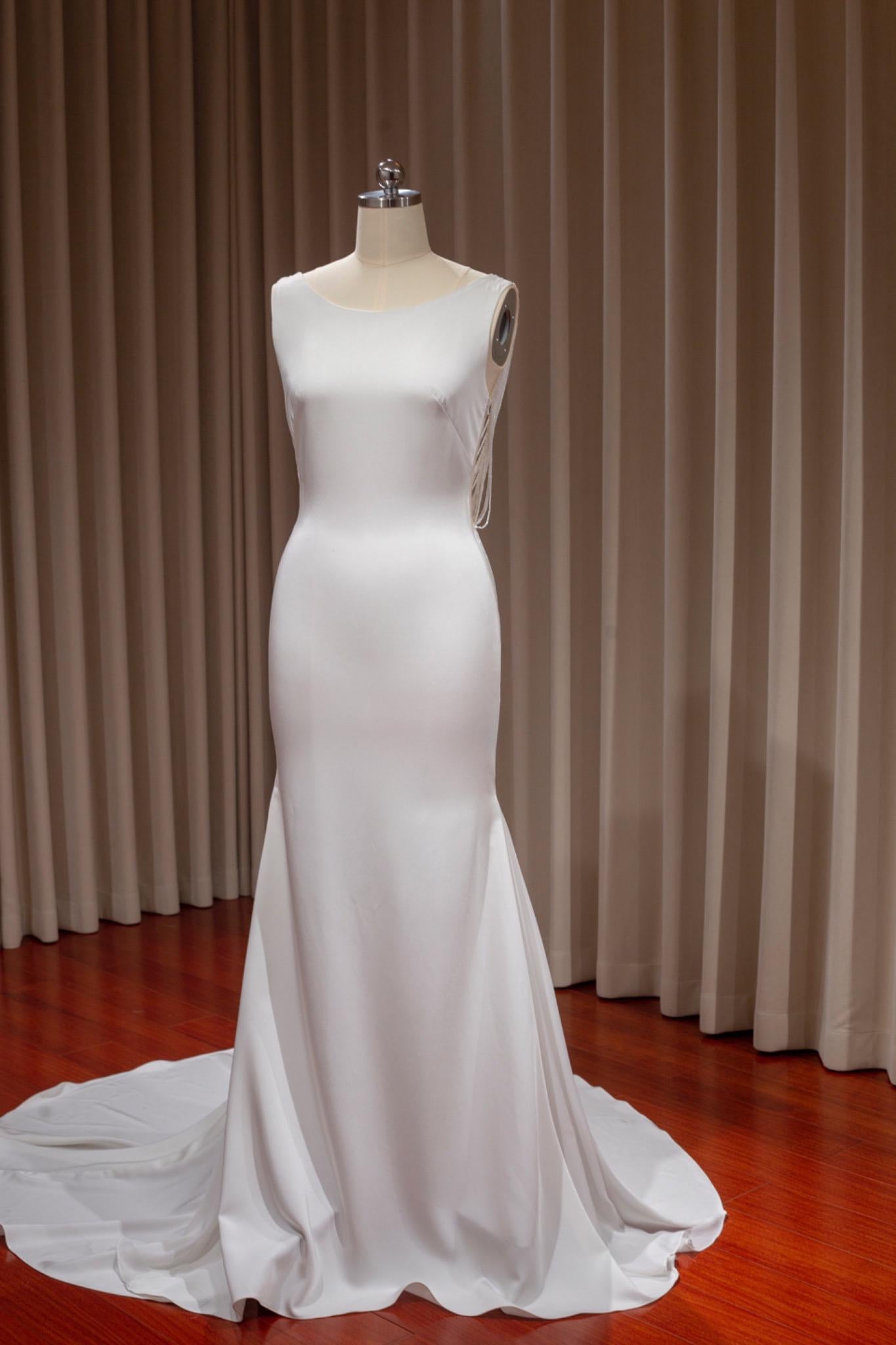 Satin Mermaid Wedding Dress with Open Back – Shindig Threads