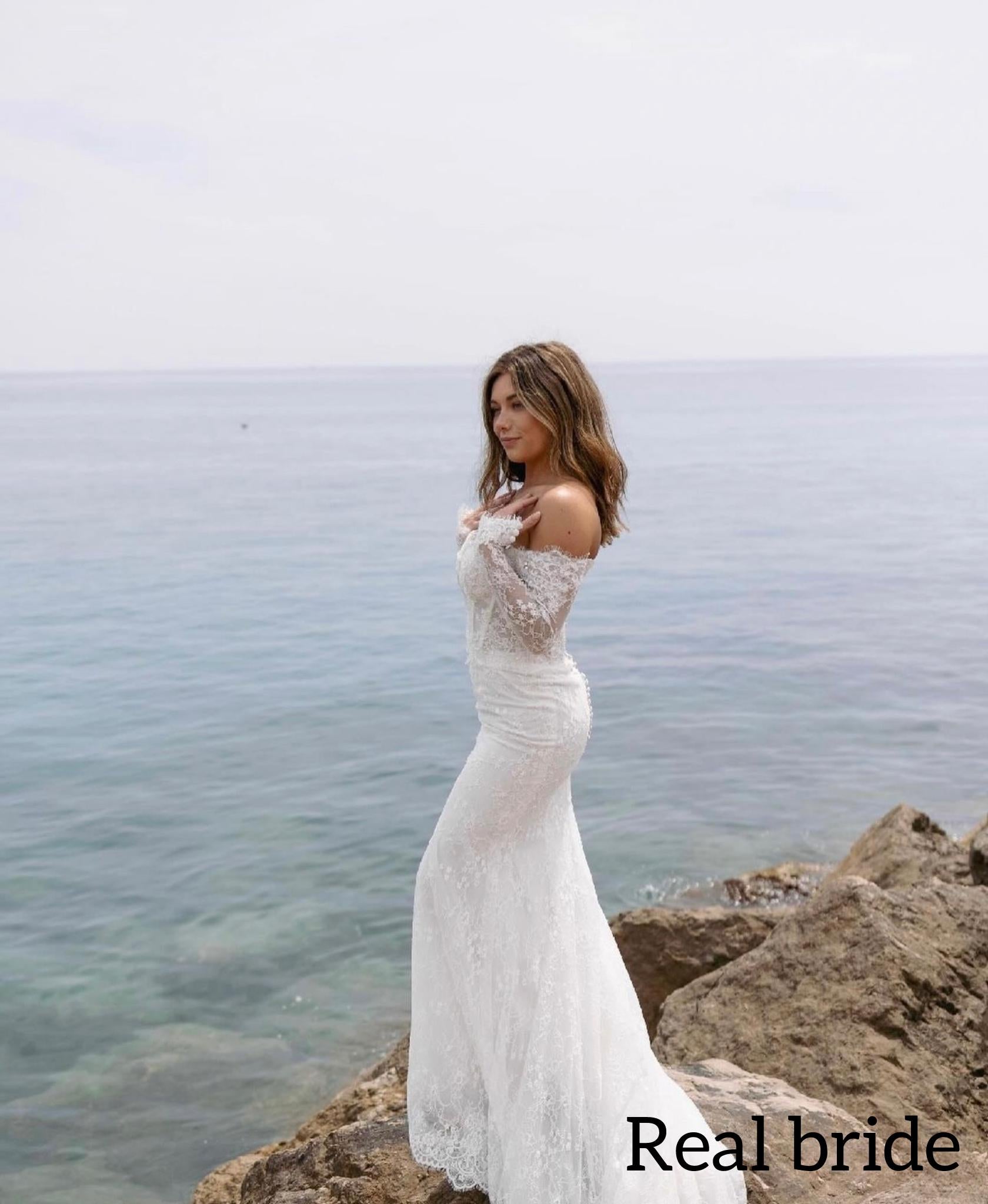 Hailey | Long Sleeve Off Shoulder Lace Wedding Dress, Mermaid Bridal G Shindig Threads Hailey | Long Sleeve Off Shoulder Lace Wedding Dress, Mermaid Bridal G Shindig Threads