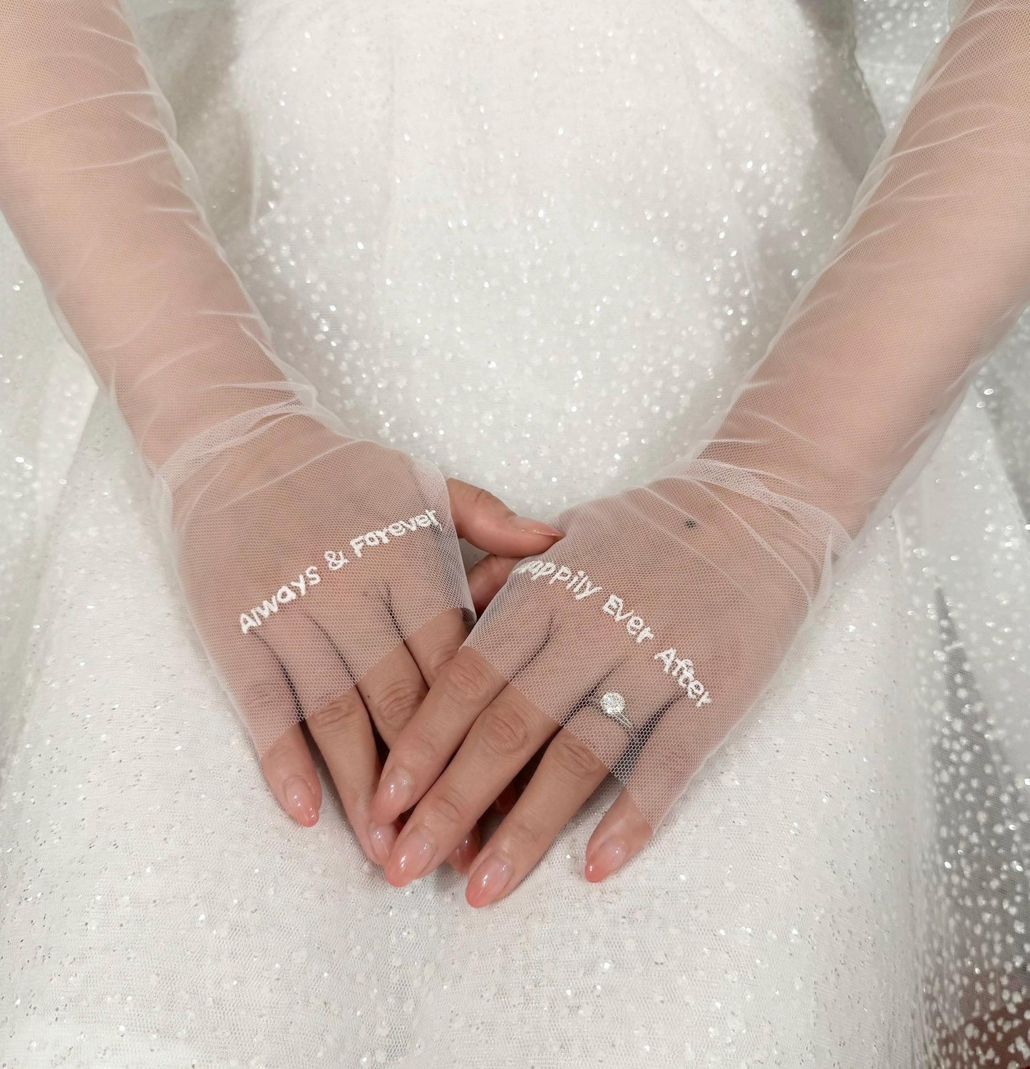 Bridal gloves, hand embroidery gloves, customized tulle fingerless sleeves, wedding gift for the bride