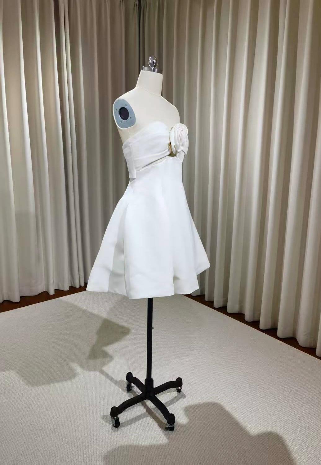 Minimalist satin short wedding prom dress, Rehearsal dinner simple mini dress, Custom Elopement Dress, Bridal shower Engagement dress