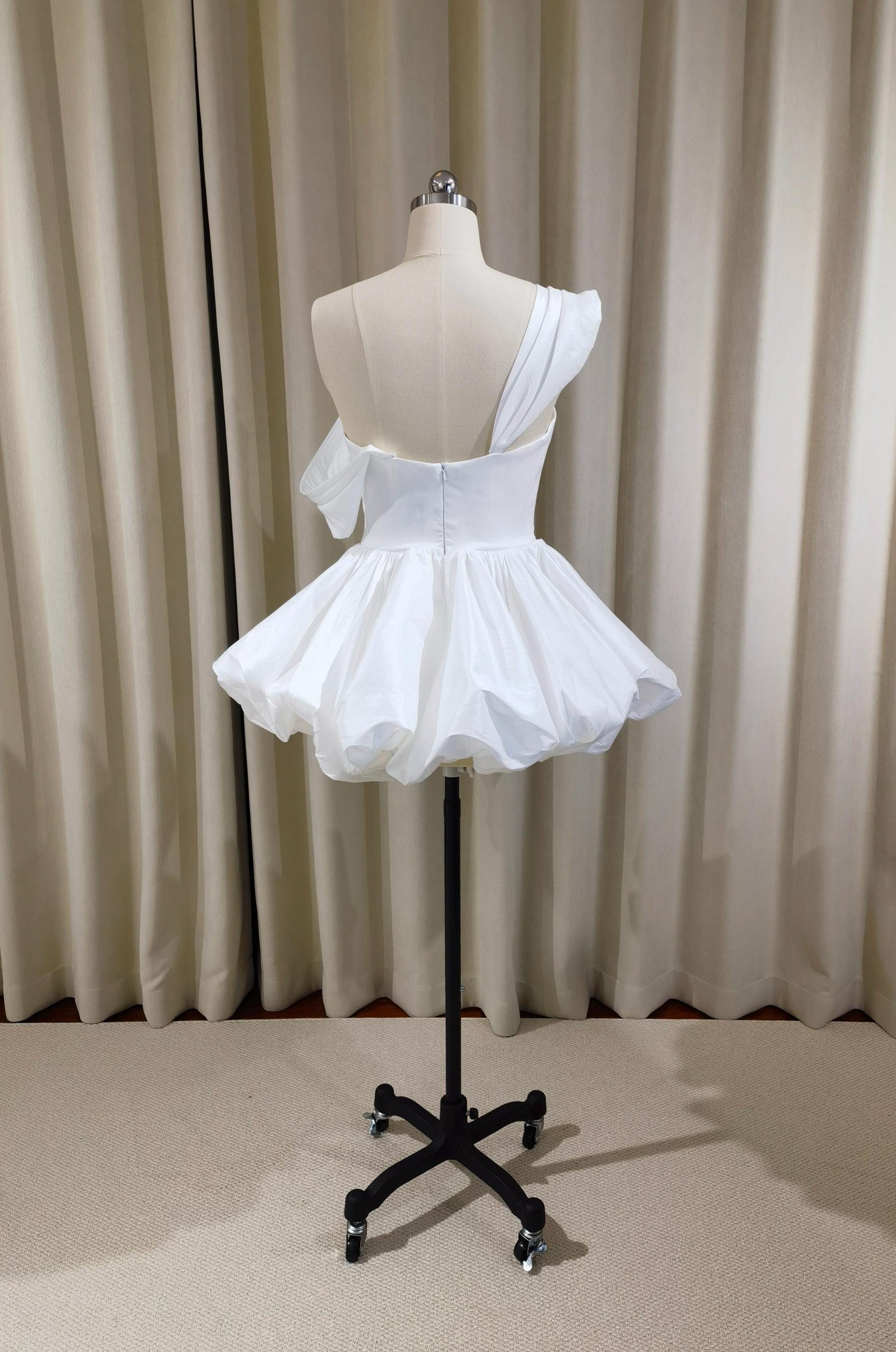 short taffeta wedding dress Wedding Dress 2026 Sleeveless Taffeta Ivory Short Off-the-Shoulder