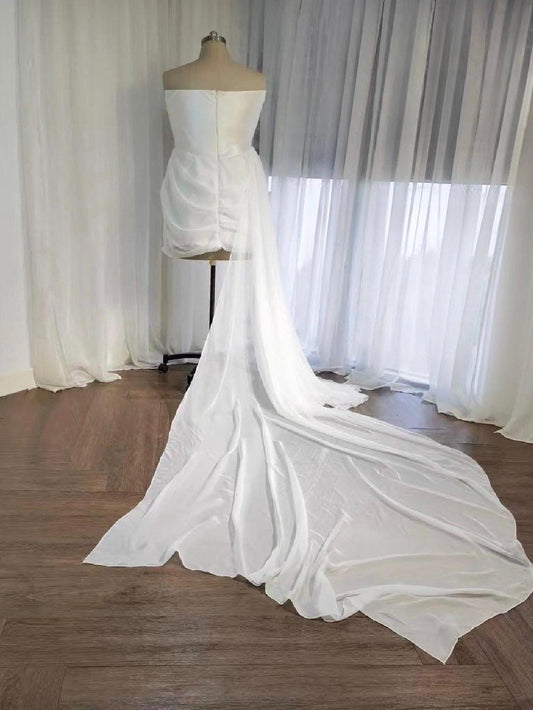 Minimalist Off the Shoulder High Low Satin Wedding Prom Dress, Custom Simple Elegant Gown Courthouse Civil Wedding Reception Elopement Dress