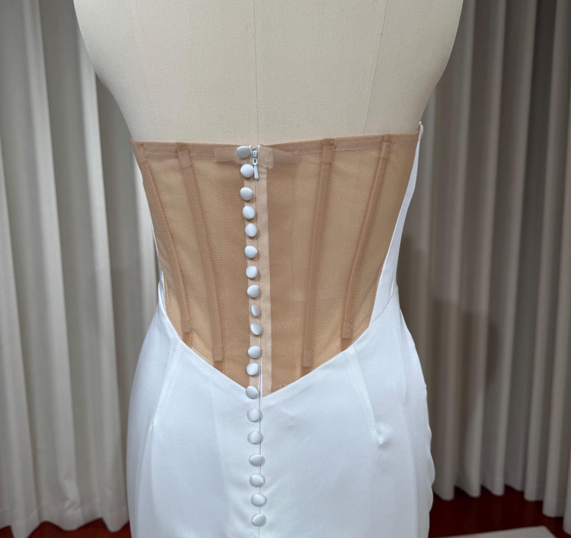 Minimalist Satin Corset Wedding Bridal Dress, Custom Simple Modest Reception Elopement Dress for Bride, Unique Courthouse Civil Wedding Gown