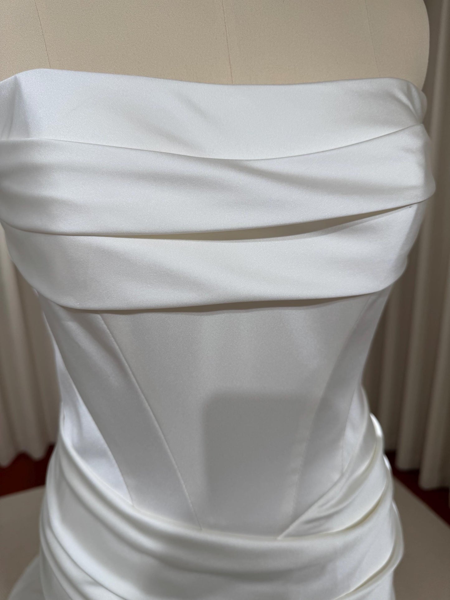 Minimalist Satin Corset Wedding Bridal Dress, Custom Simple Modest Reception Elopement Dress for Bride, Unique Courthouse Civil Wedding Gown