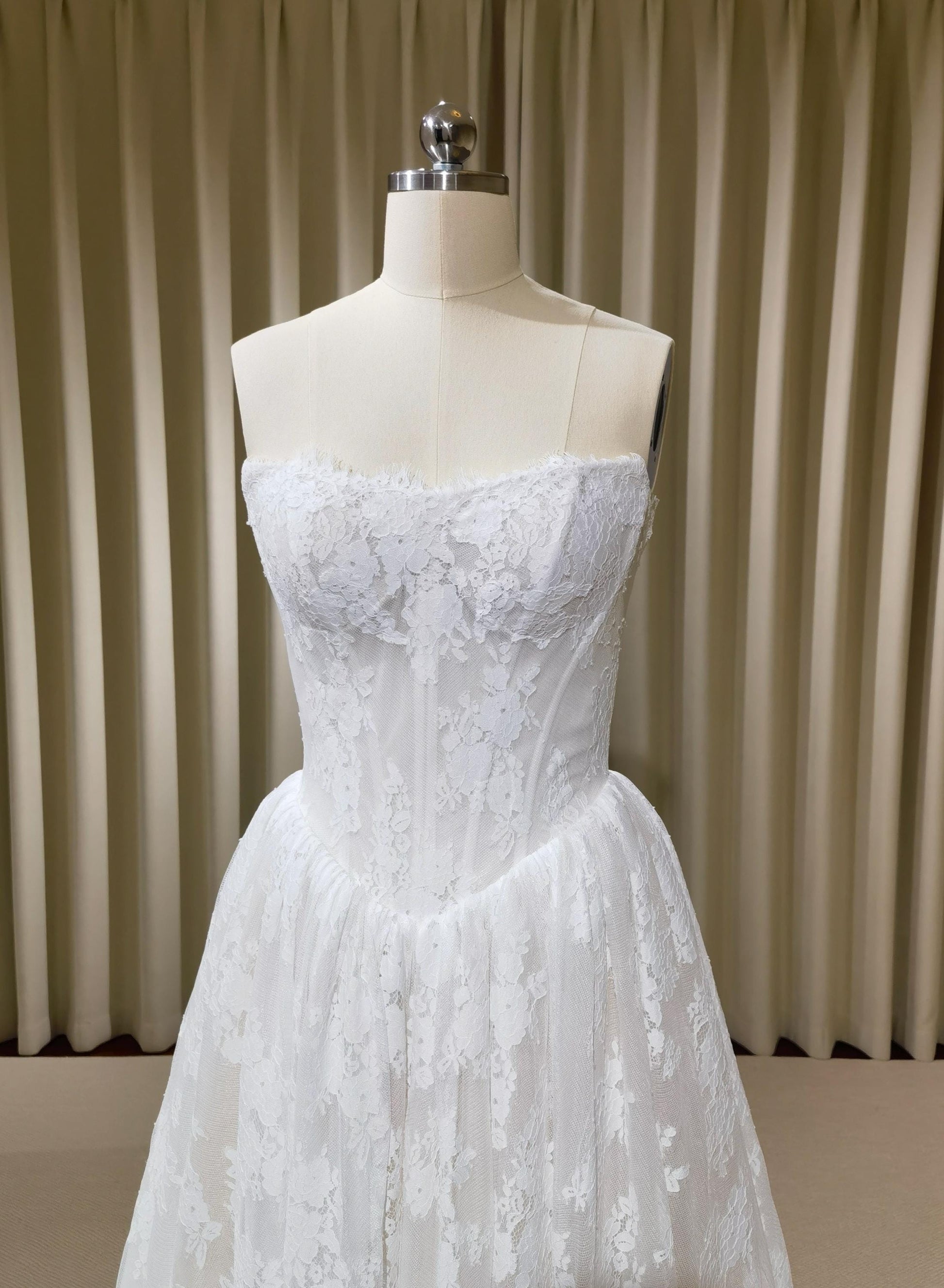 French Lace Corset Wedding Bridal Dress, Classic Romantic Elegant Princess Ball Gown, Custom Modest Courthouse Civil Wedding Dress