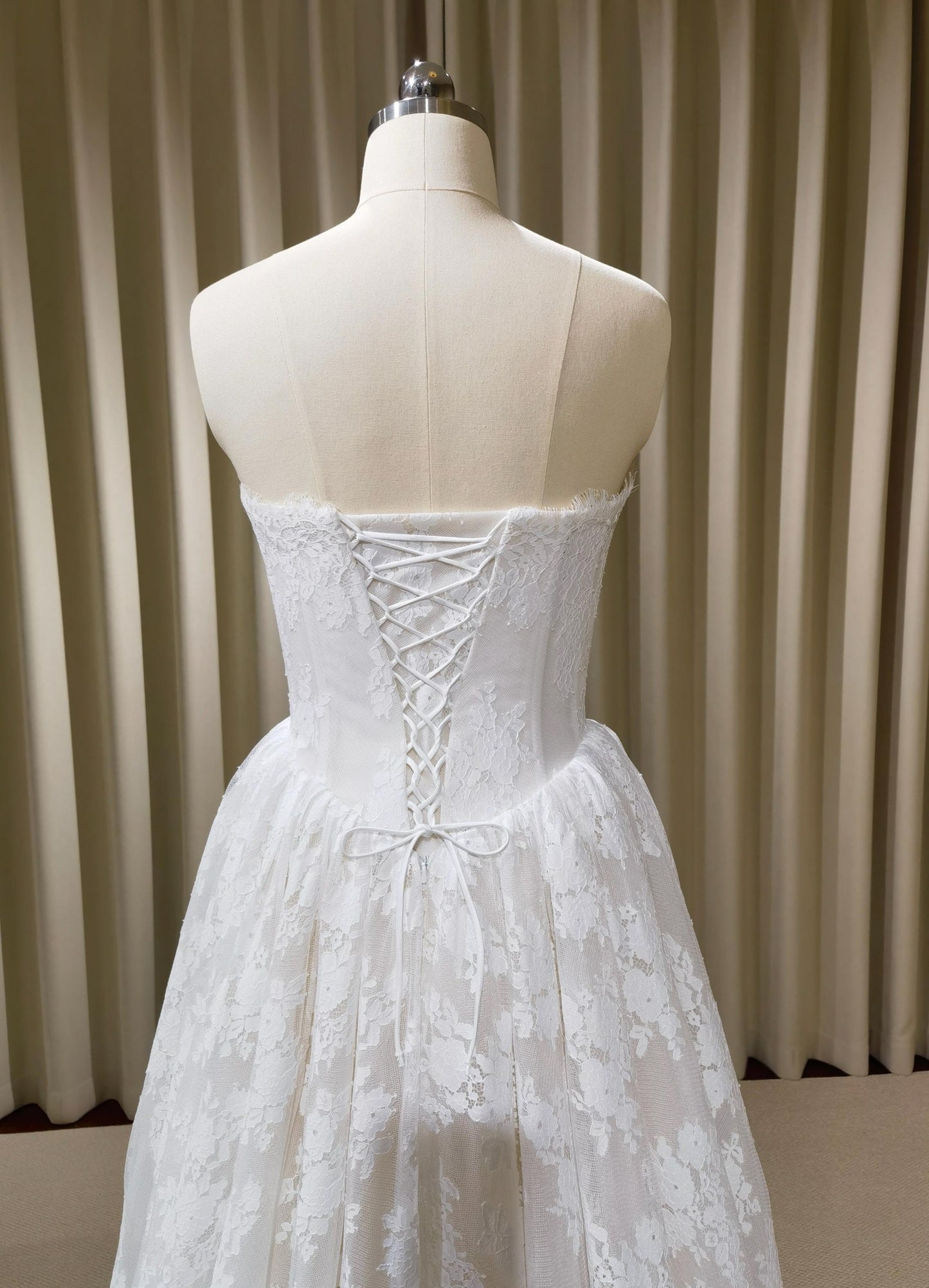 French Lace Corset Wedding Bridal Dress, Classic Romantic Elegant Princess Ball Gown, Custom Modest Courthouse Civil Wedding Dress