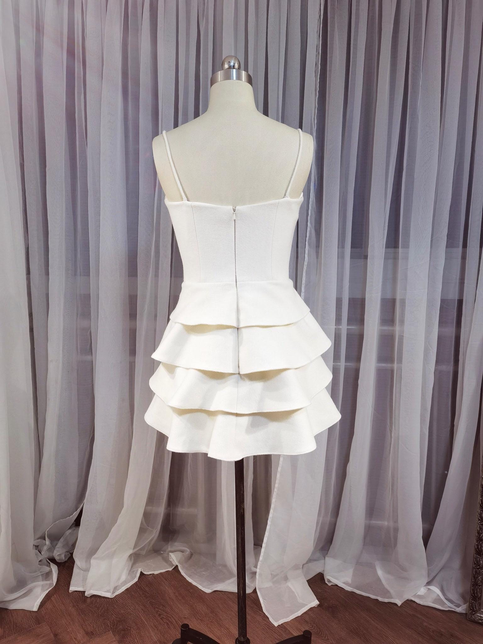 Minimalist short wedding prom dress, Rehearsal dinner simple mini dress, Custom Elopement Dress, Bridal shower Engagement dress