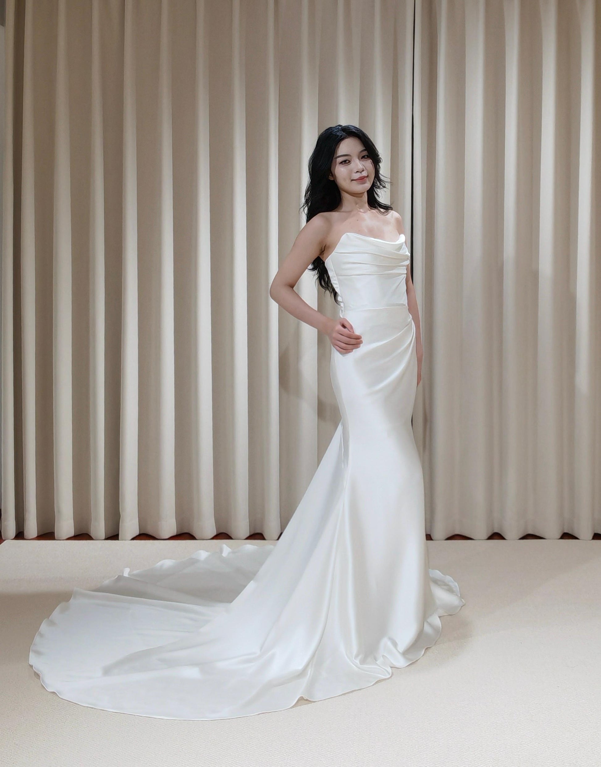 Kimberly | Strapless Satin Corset Mermaid Wedding Dress