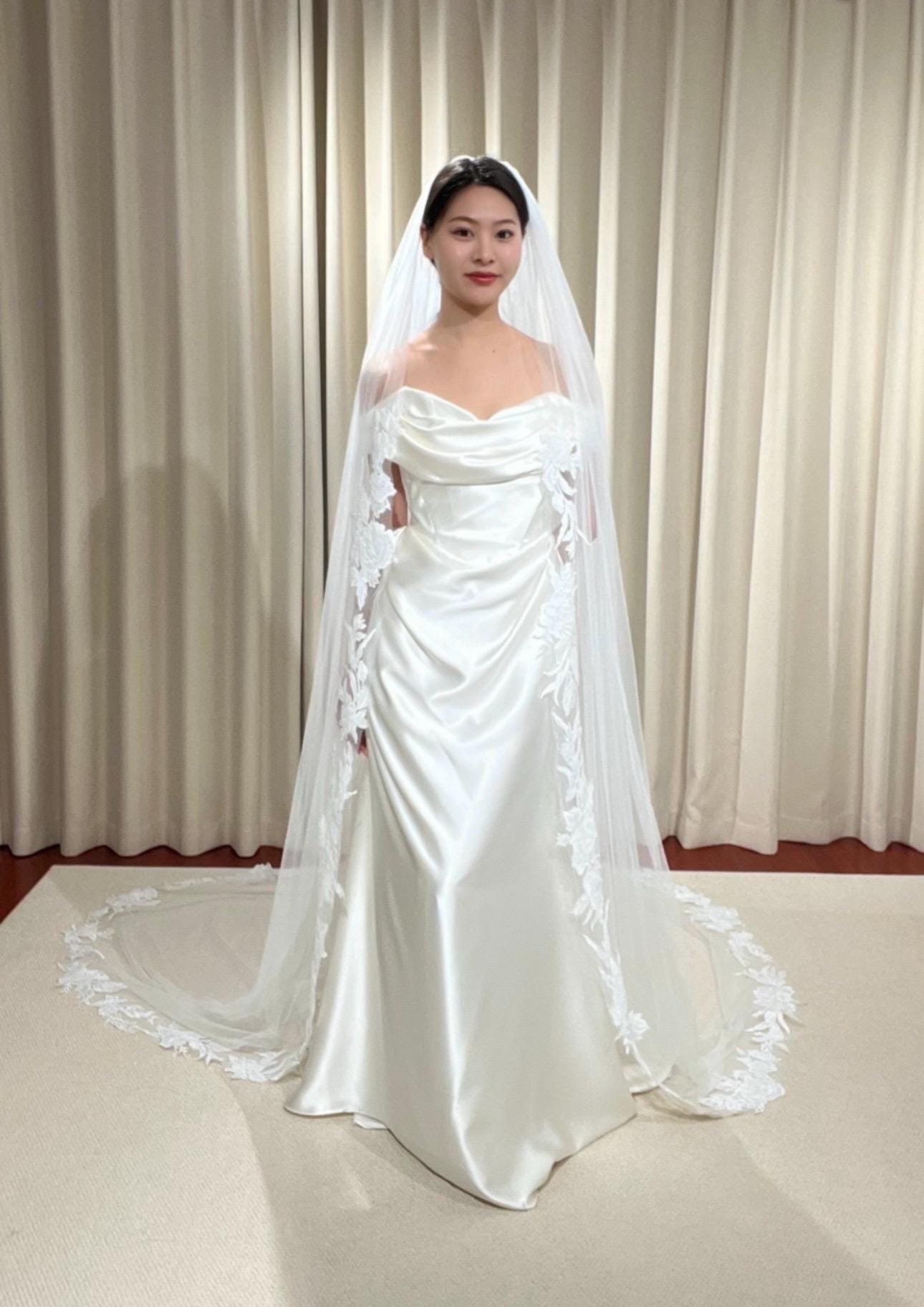 1 Tier Lace Trim Wedding Veil