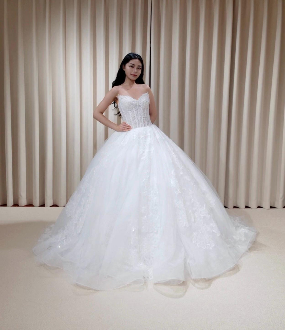 French Lace beaded Corset Wedding Bridal Dress, Classic Romantic Elegant Princess Ball Gown, Custom Modest Courthouse Civil Wedding Dress