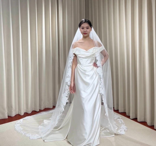 1 Tier Lace Trim Wedding Veil