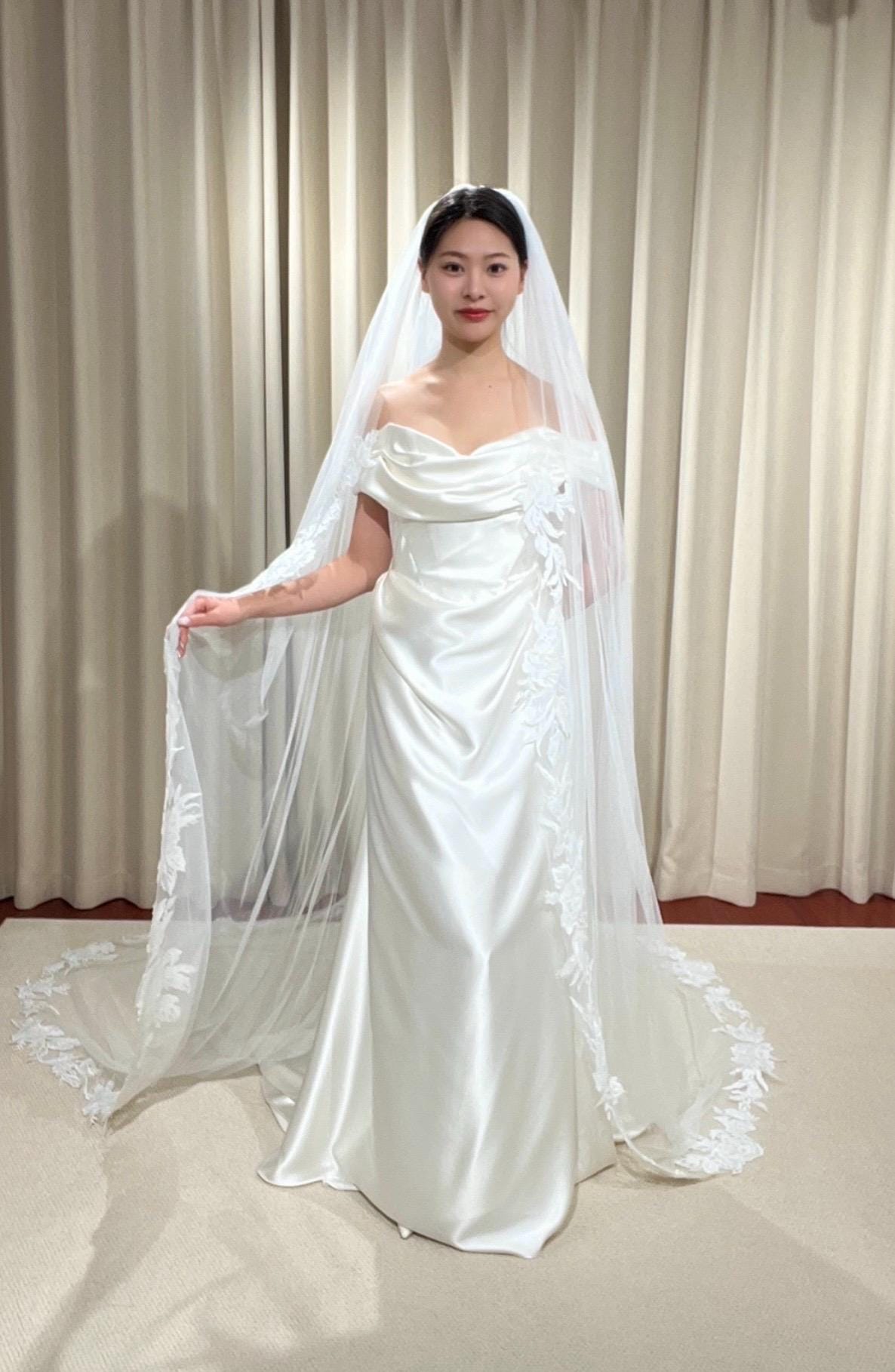 1 Tier Lace Trim Wedding Veil