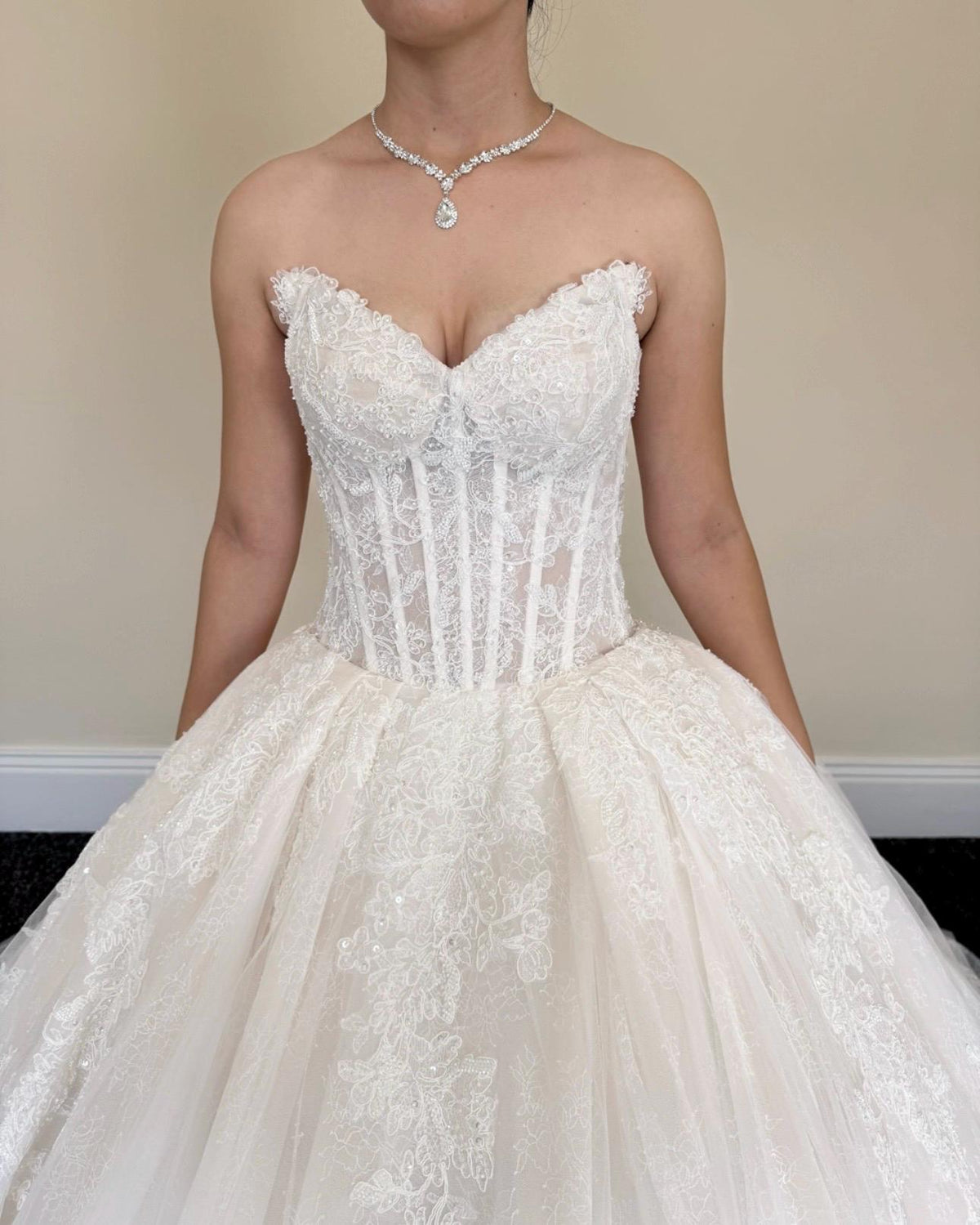 French Lace beaded Corset Wedding Bridal Dress, Classic Romantic Elegant Princess Ball Gown, Custom Modest Courthouse Civil Wedding Dress