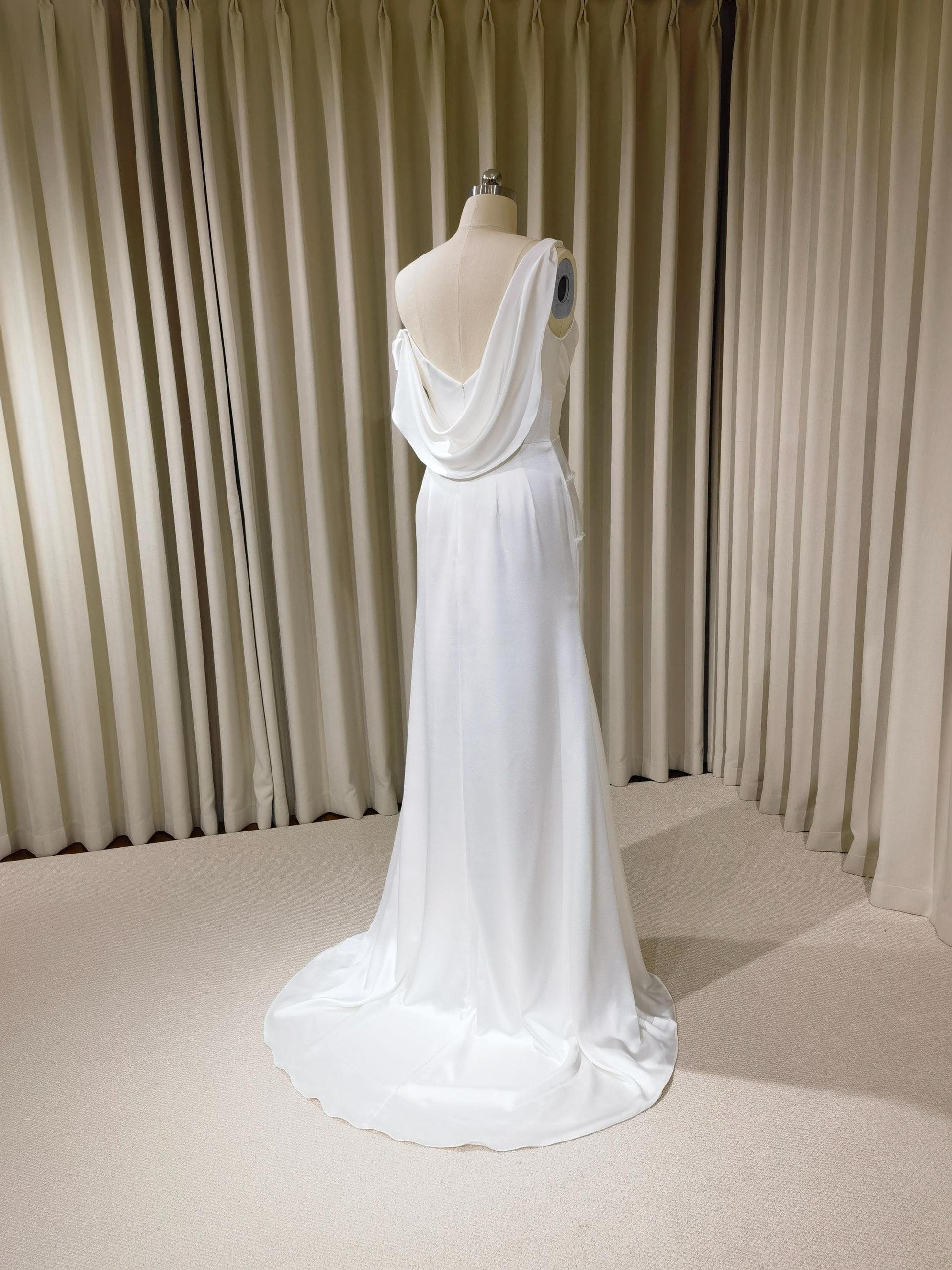 Minimalist One Shoulder Satin Corset Mermaid Wedding Dress | Josie