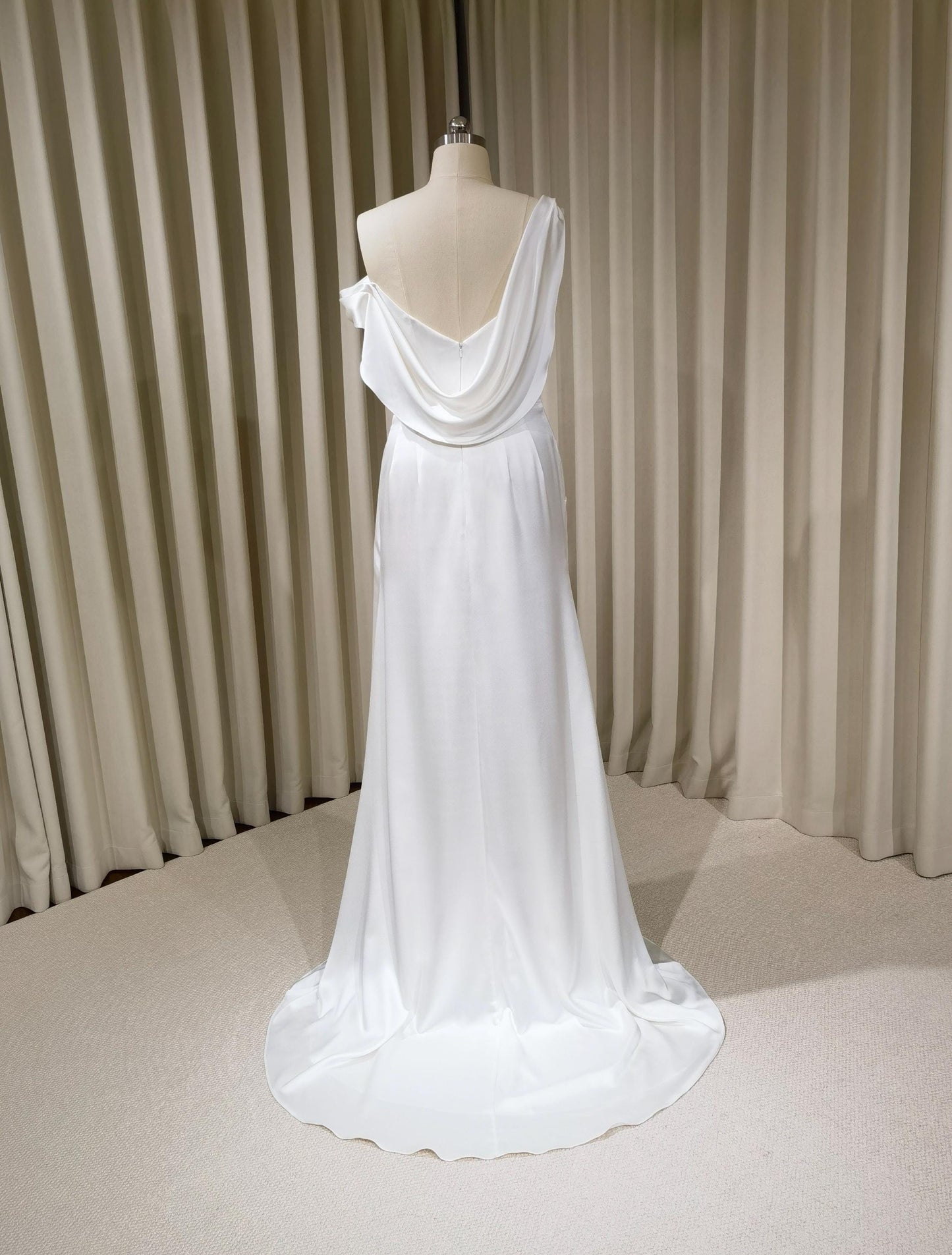 Minimalist One Shoulder Satin Corset Mermaid Wedding Dress | Josie