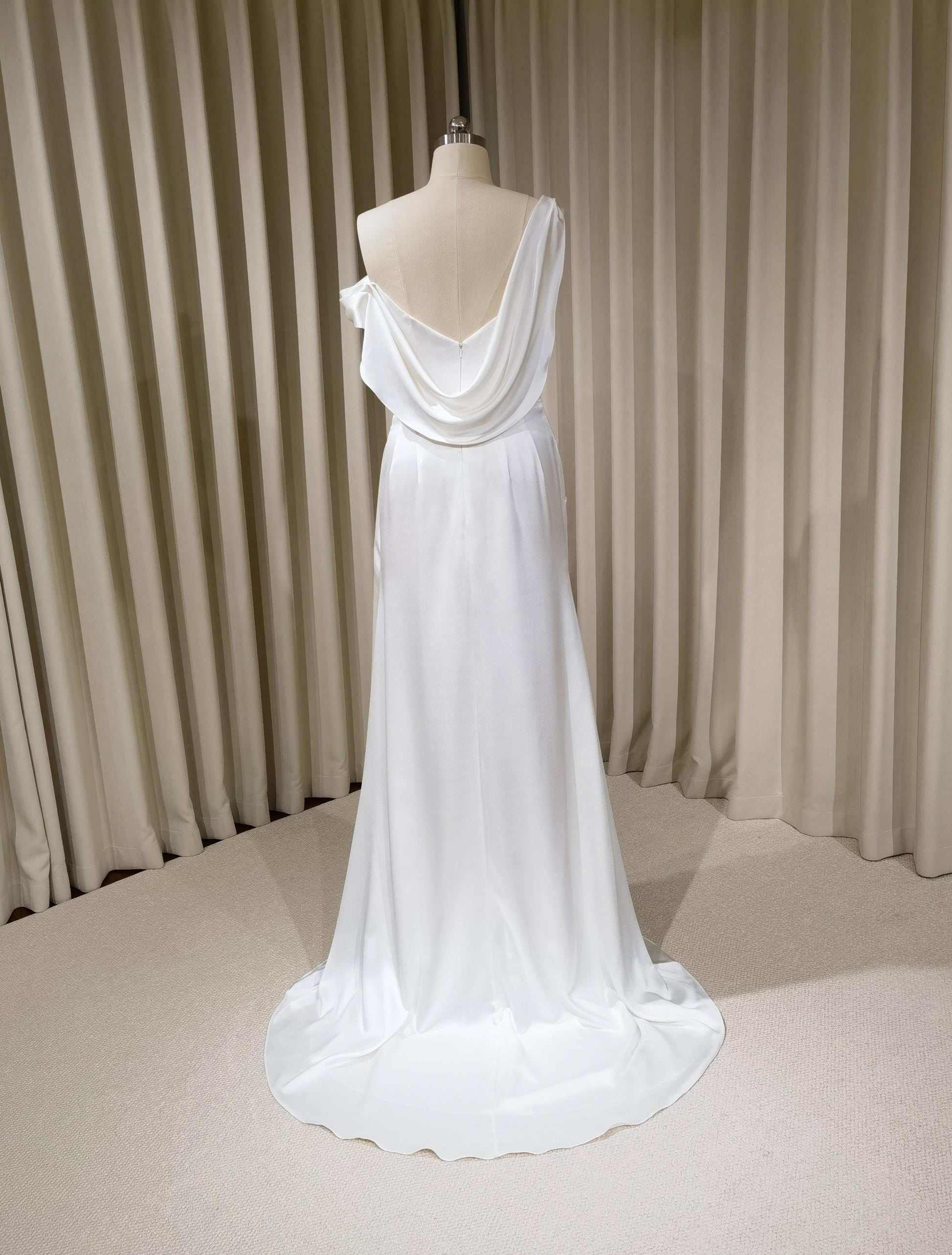Minimalist One Shoulder Satin Corset Mermaid Wedding Dress | Josie