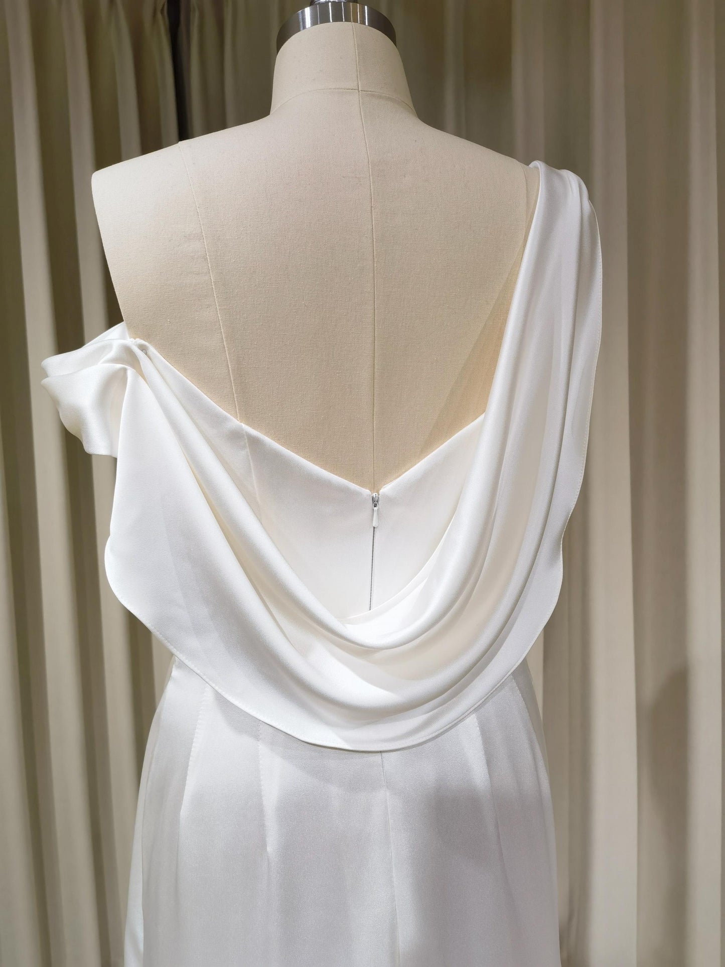 Minimalist One Shoulder Satin Corset Mermaid Wedding Dress | Josie