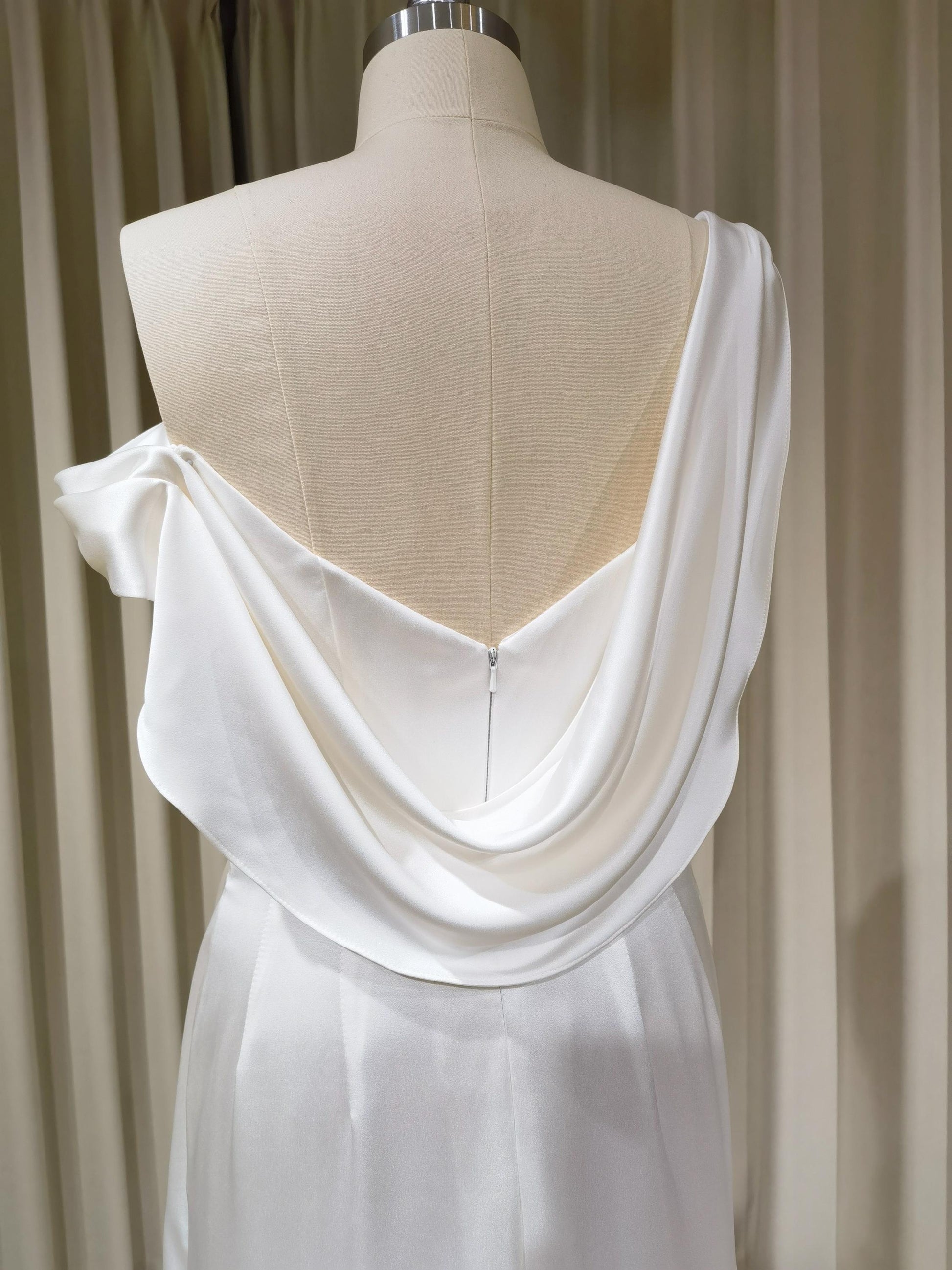 Minimalist One Shoulder Satin Corset Mermaid Wedding Dress | Josie